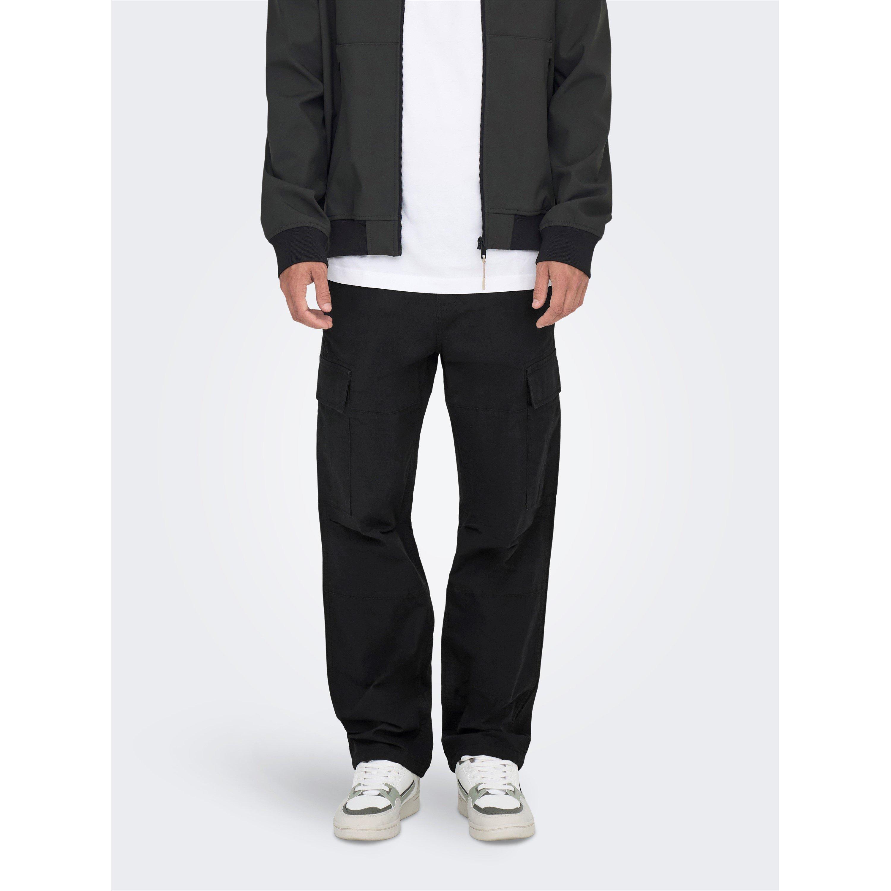 Only And Sons Men's Cargo Trousers - Black - 32W L