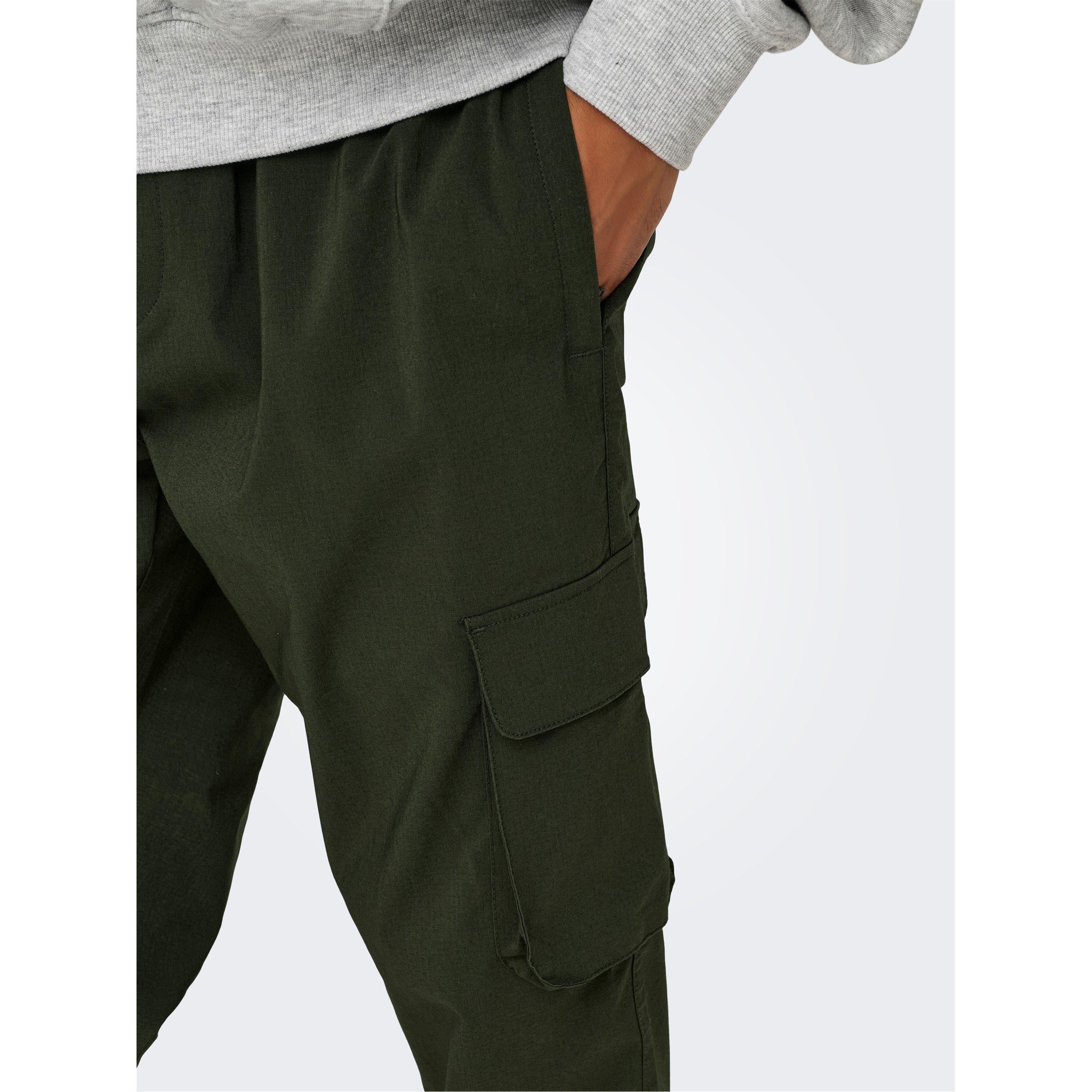 Olive - Only and Sons - Men's Cargo Trousers - 4