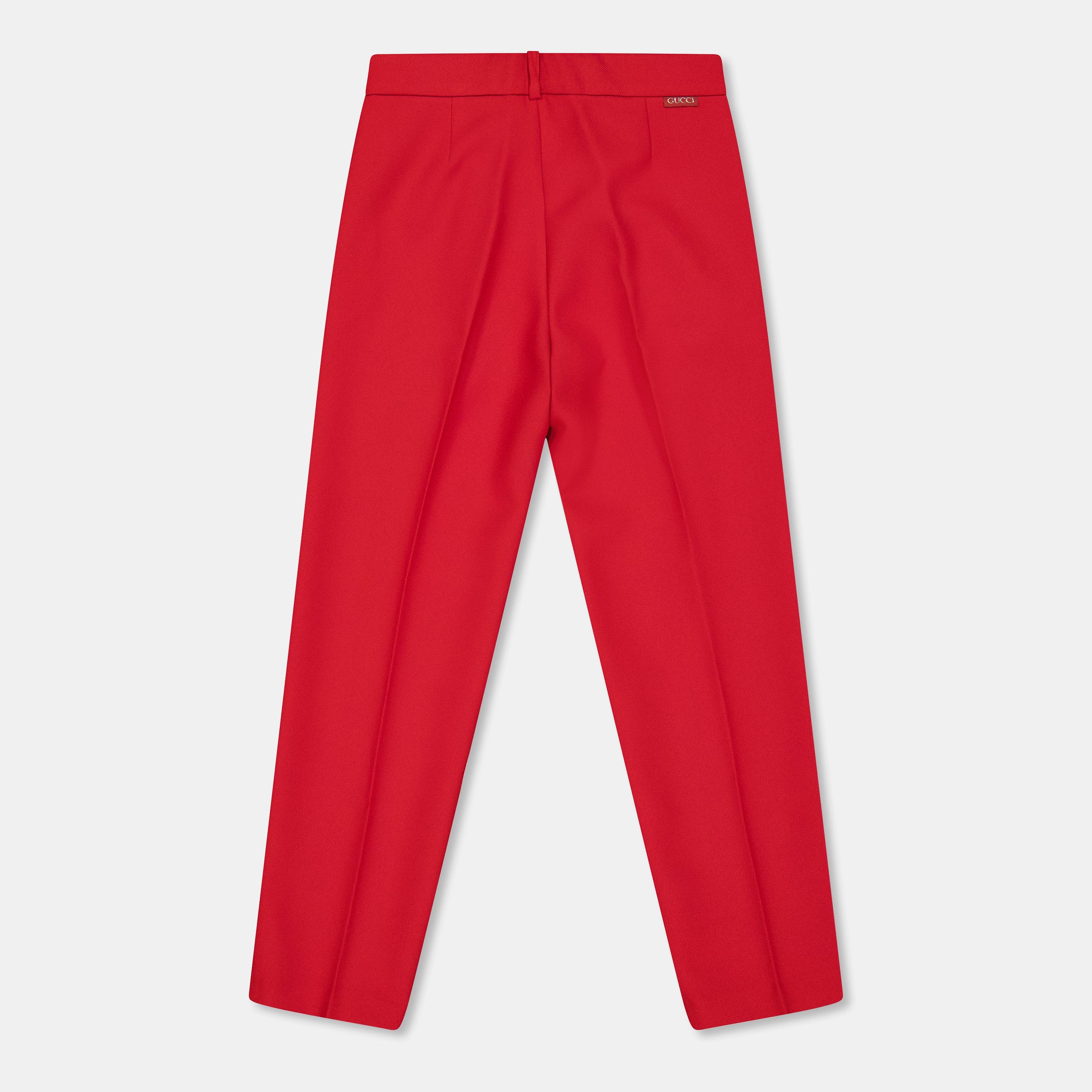 Live Red - Gucci - Kids' Italian Fabric Straight Leg Trousers - 2