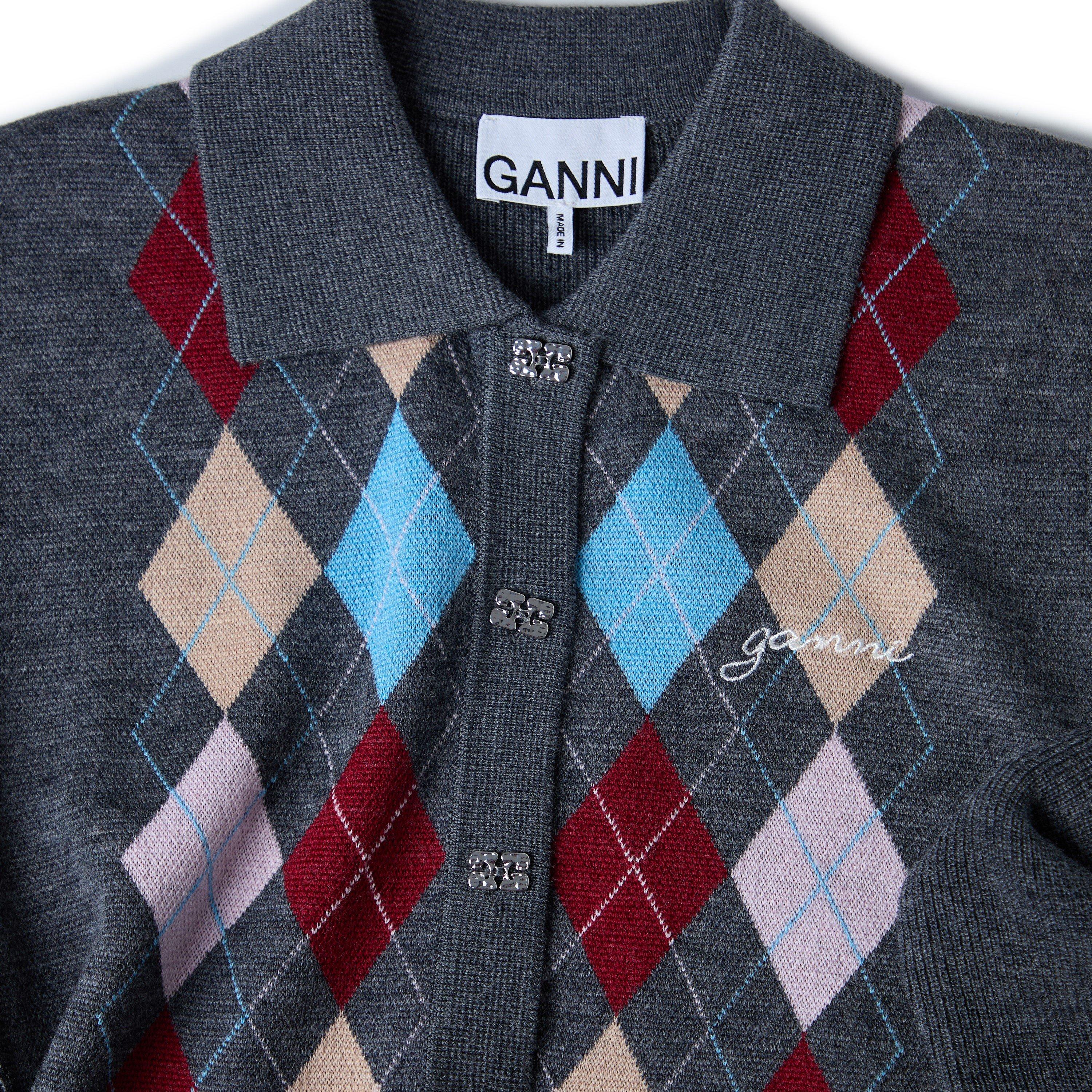 Paloma - Ganni - Women's Merino Jacquard Long Sleeve Polo Shirt - 5