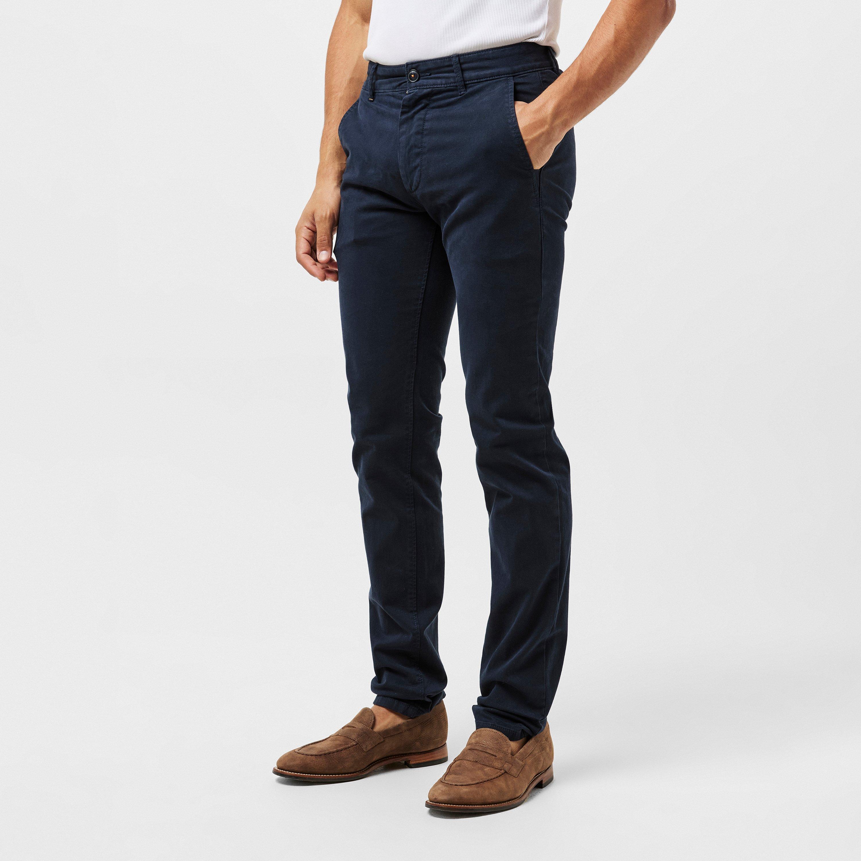 Dark Blue - Boss - Men's Chino Slim Fit Straight Leg Trousers - 3