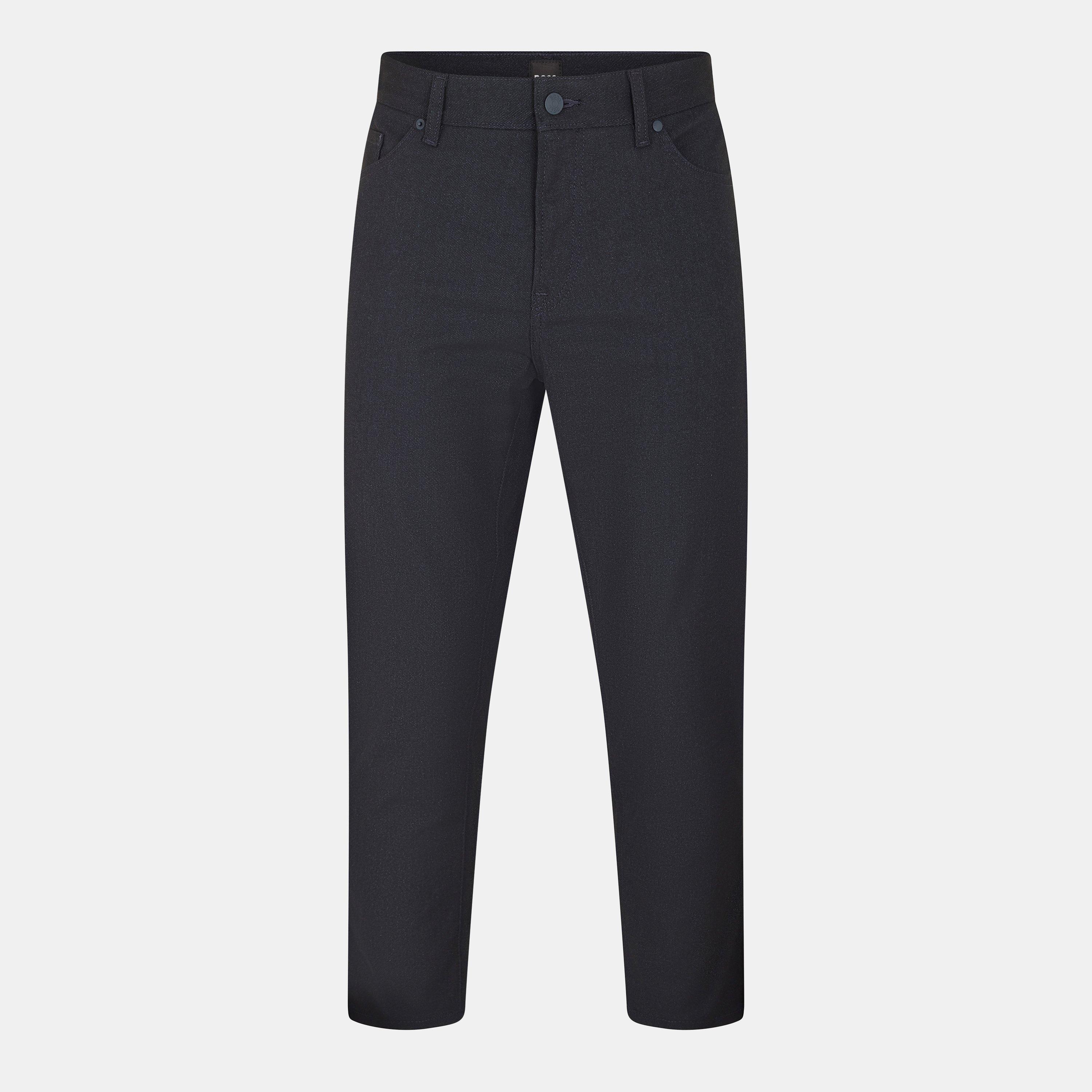Dark Blue - Boss - Men's H Re.Maine5 Straight Leg Trousers - 1