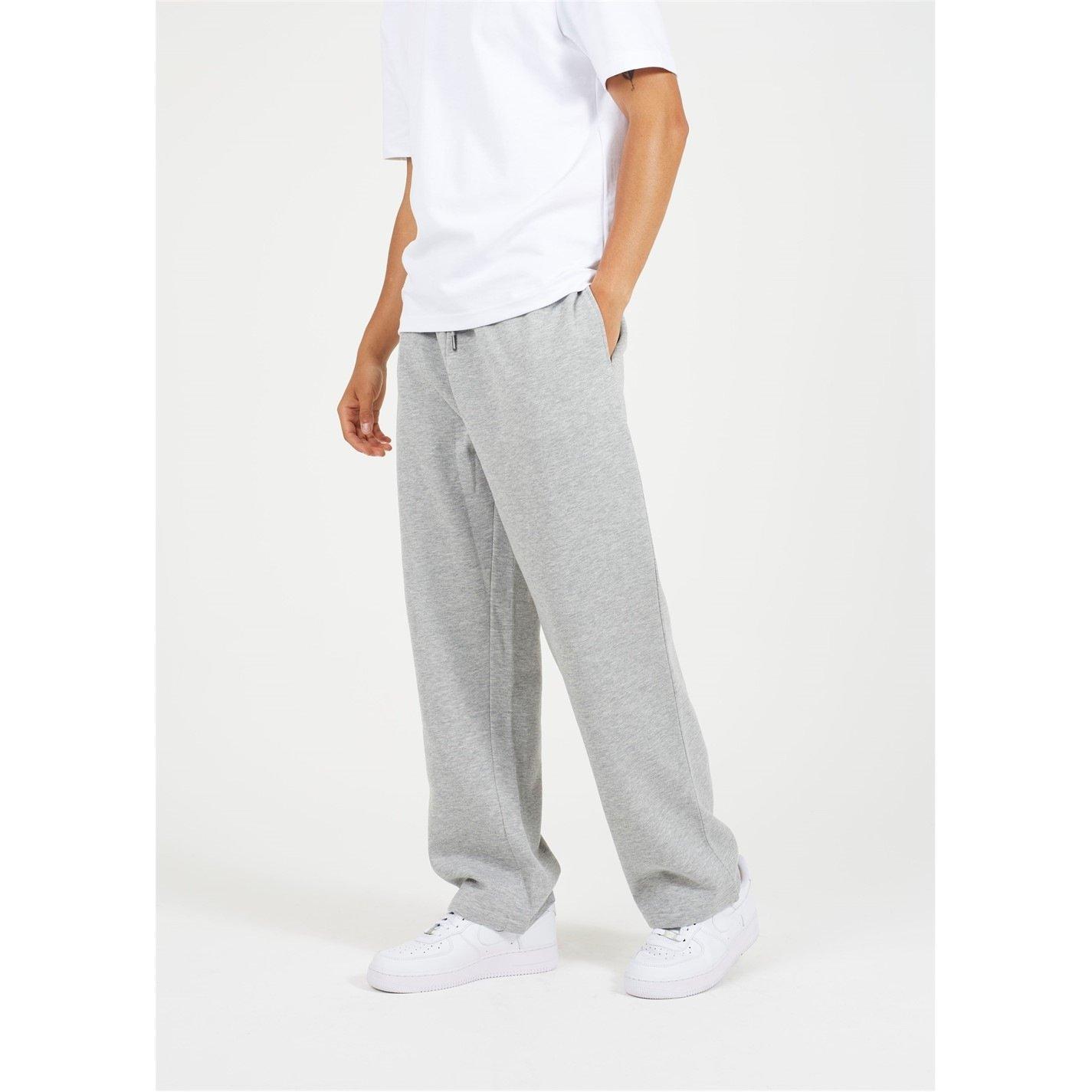 Brave Soul Men's Bs Wide Leg Joggers With Open Hem - Grey Marl - Large
