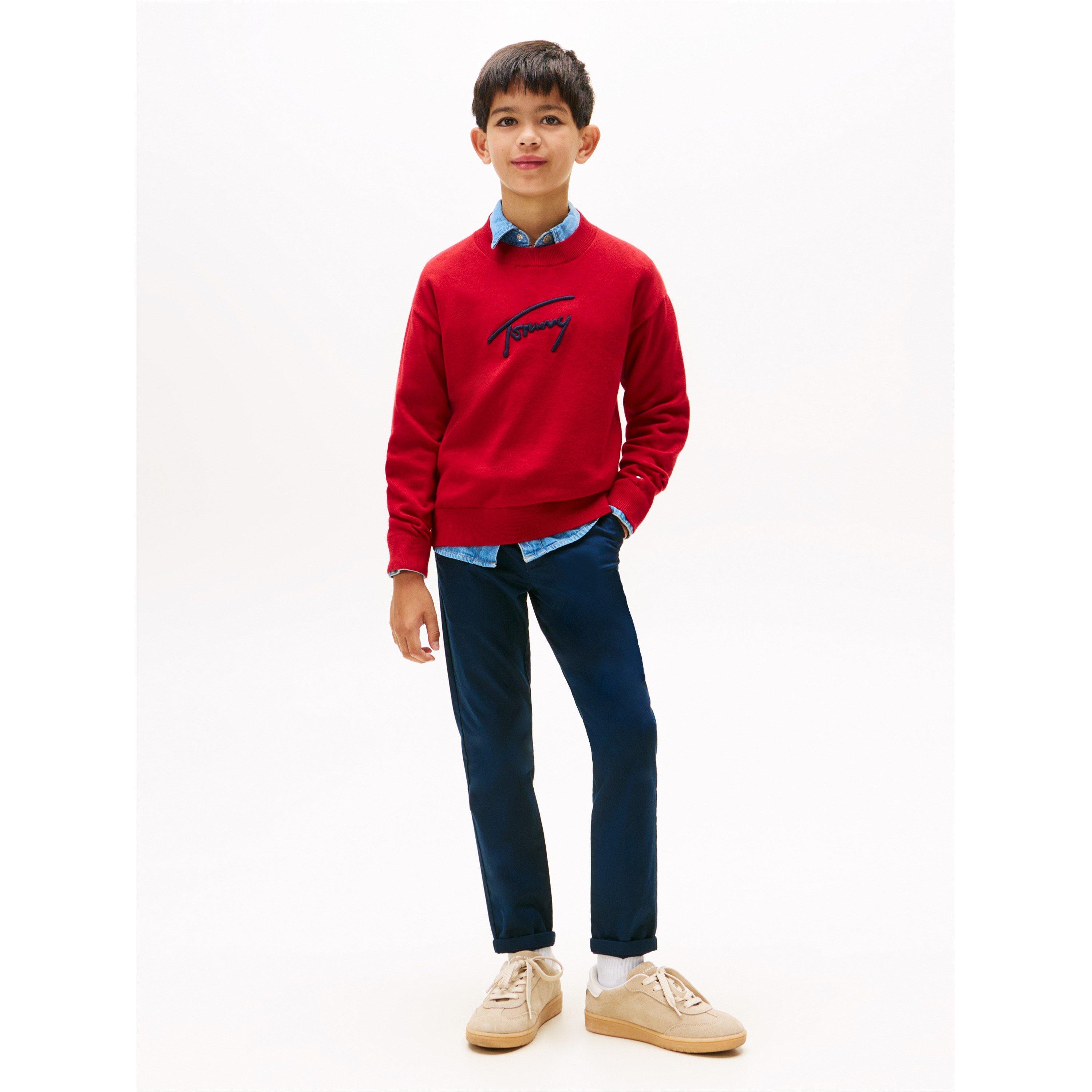 Dark Night Navy - Tommy Hilfiger - Kids' Adaptable Waistband Durable Chinos - 4