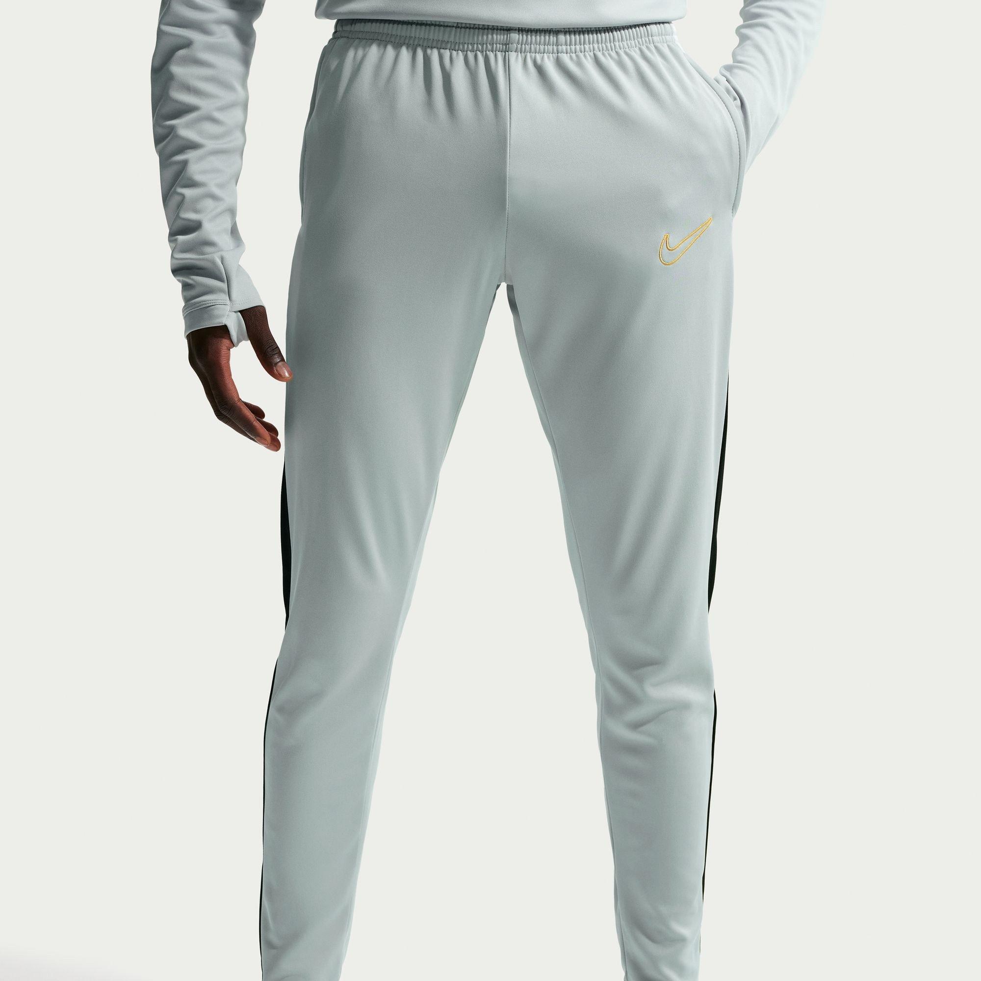 Nike Men's Academy Zippered Tracksuit Bottoms - Grey/Gold - 2XL