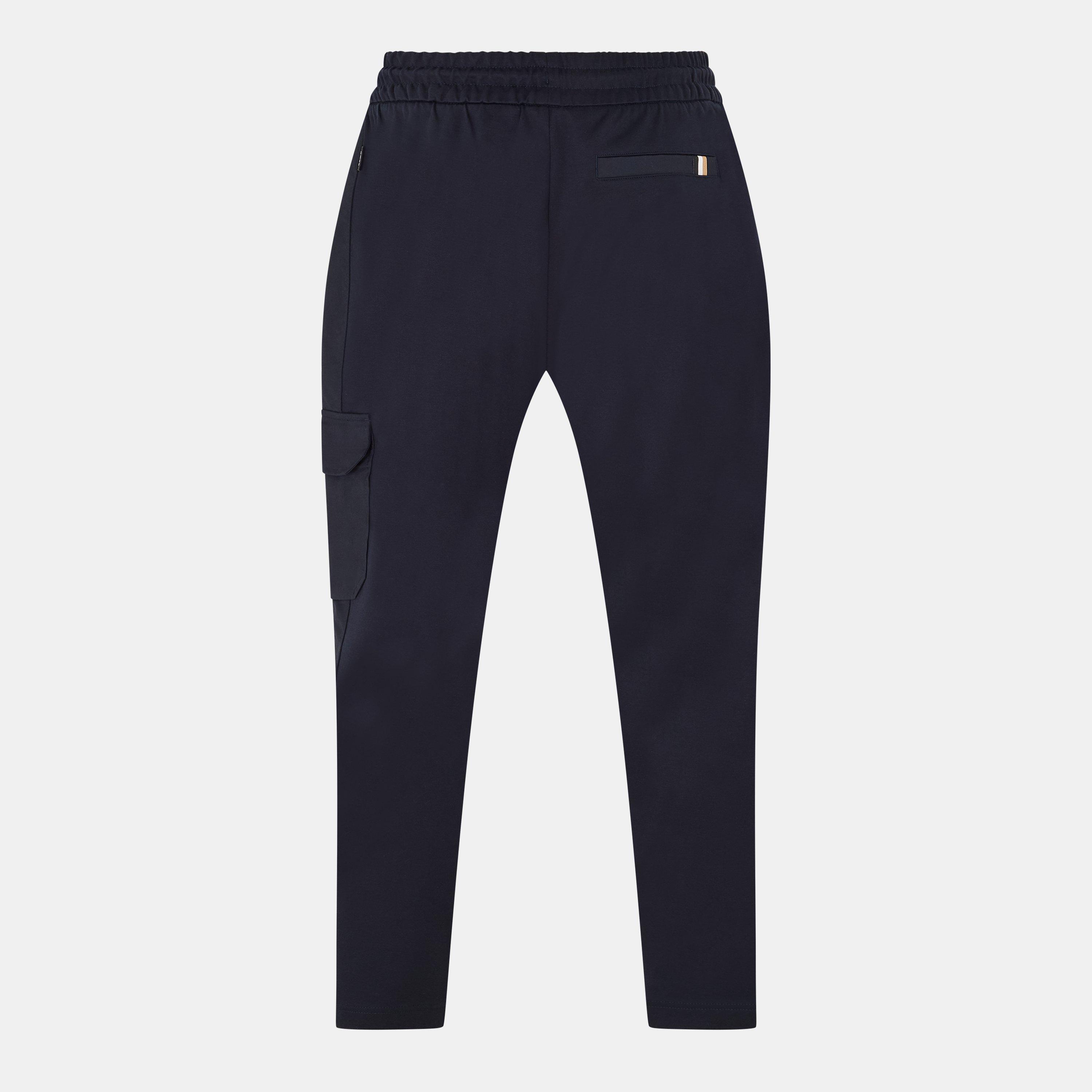 Dark Blue - Boss - Men's Lamont Cargo Pocket Open Hem Jersey Joggers - 2