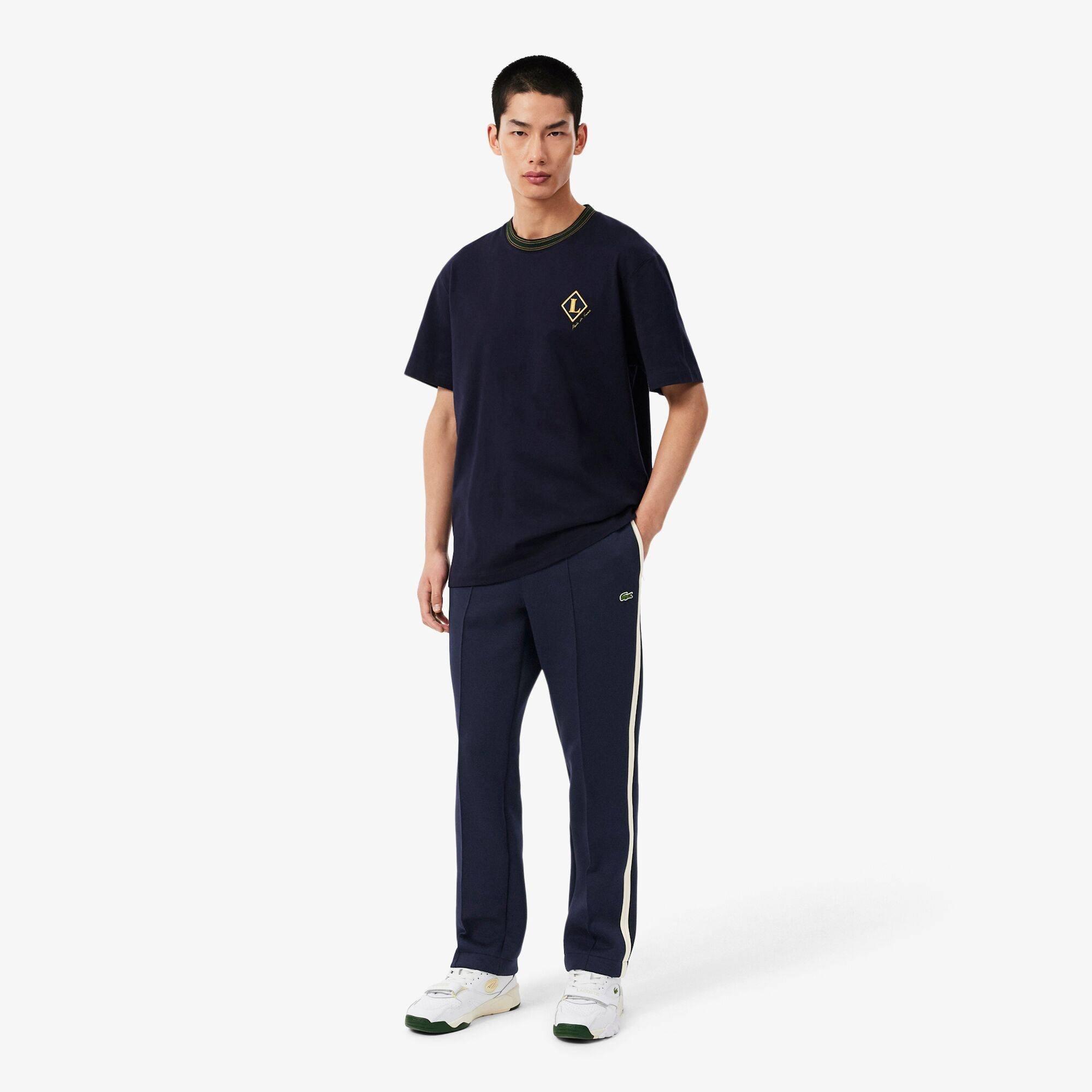 Navy MXQ - Lacoste - Men's Stripe Cotton Joggers - 5