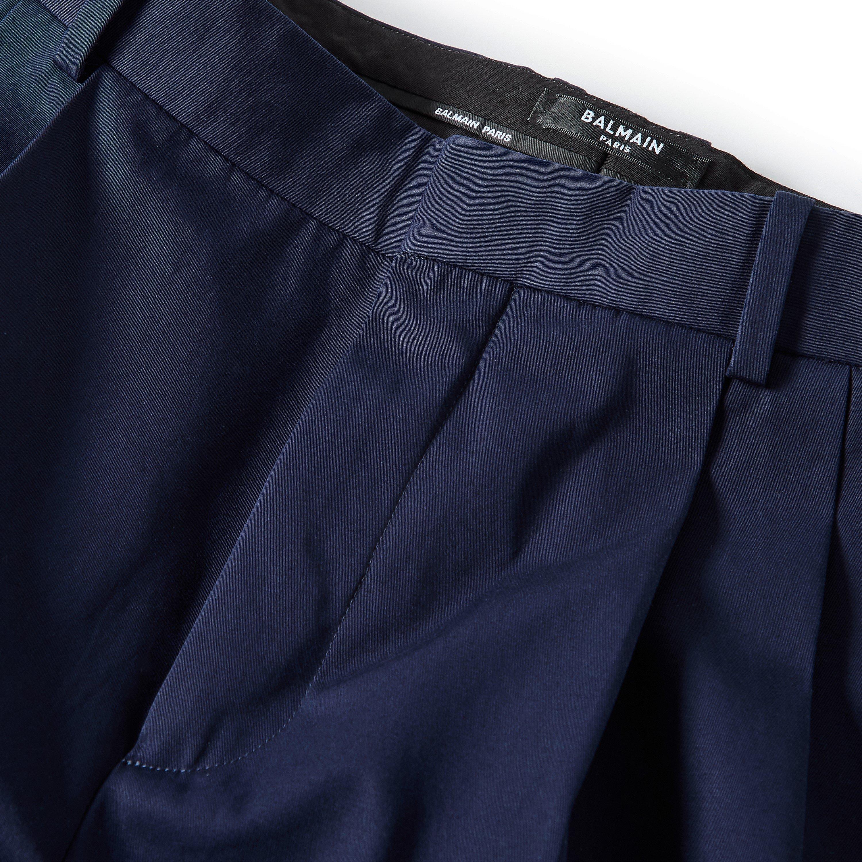 Marine - Balmain - Men's Twill Straight Leg Trousers - 5