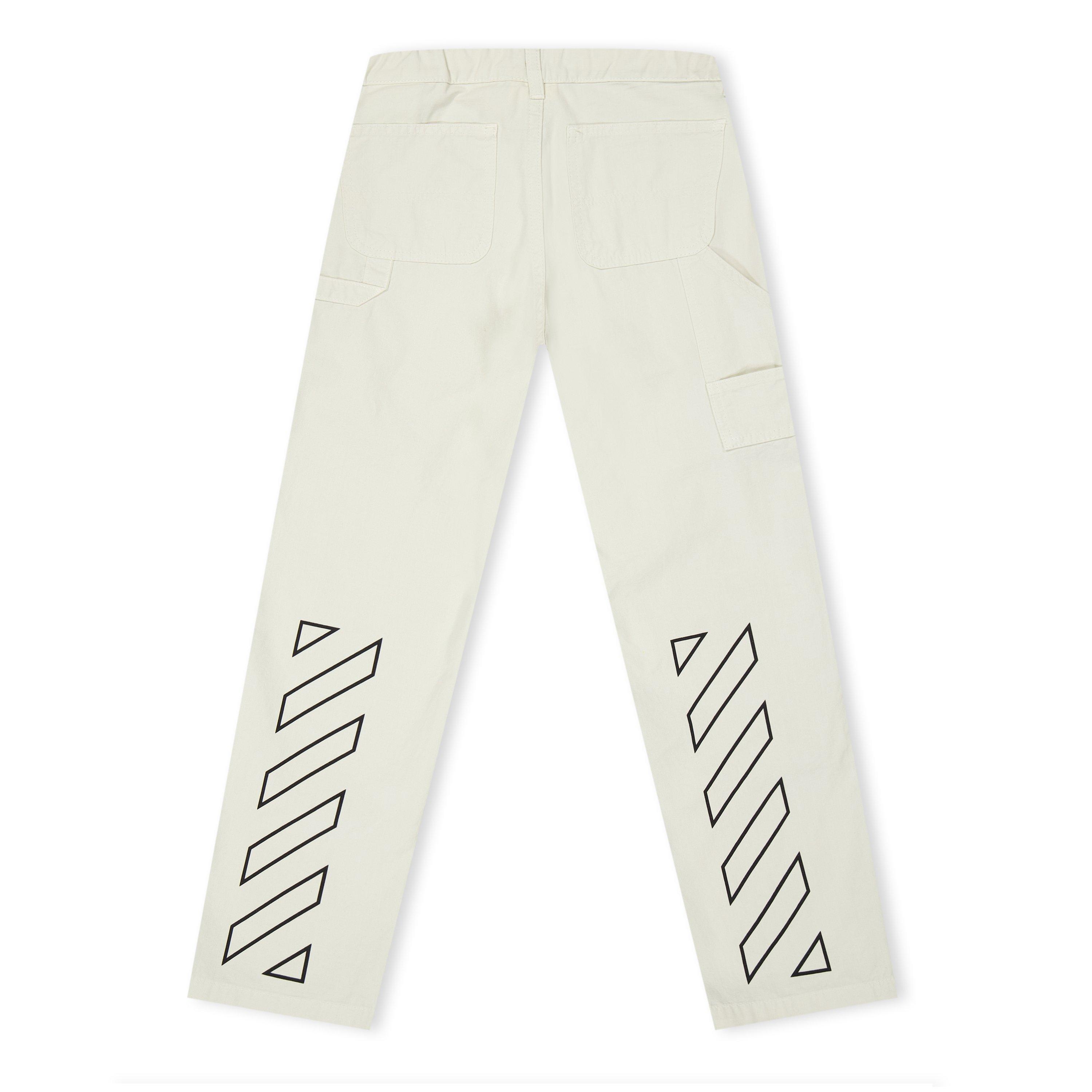 Beige 0510 - Off White - Unisex Logo Cargo Trousers - 2