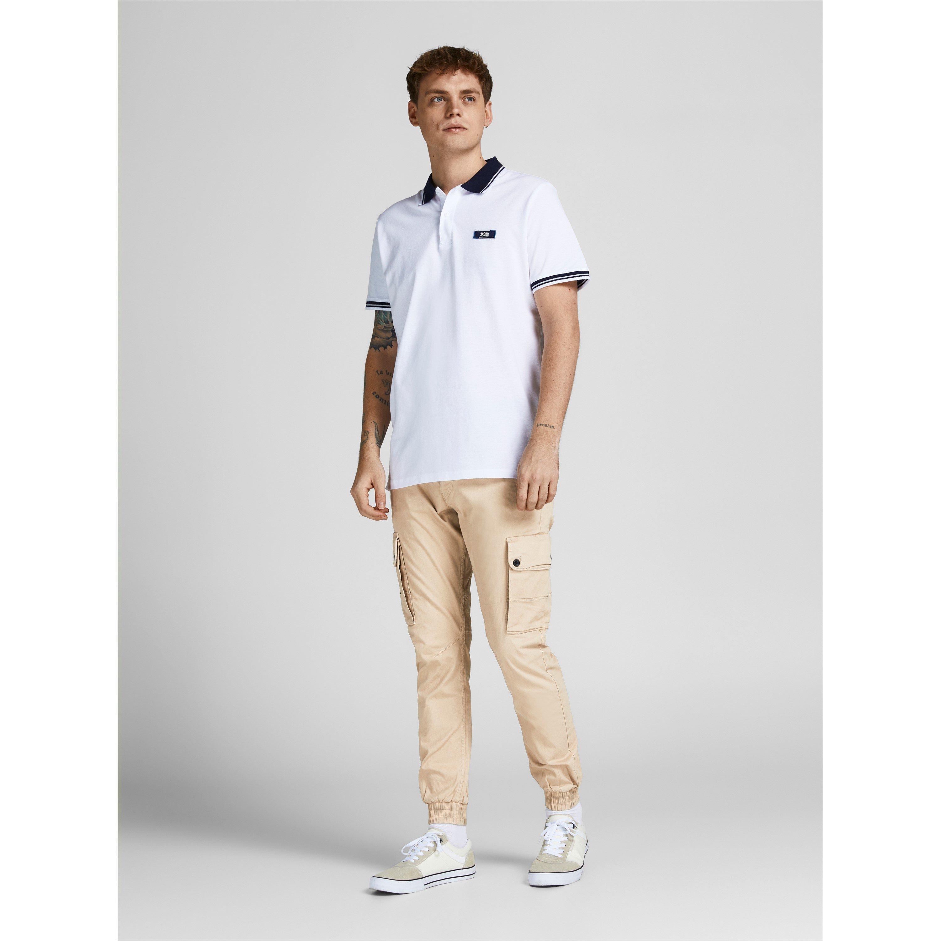 Jack And Jones Men's Cuffed Cargo Trousers - White Pepper - 32W R