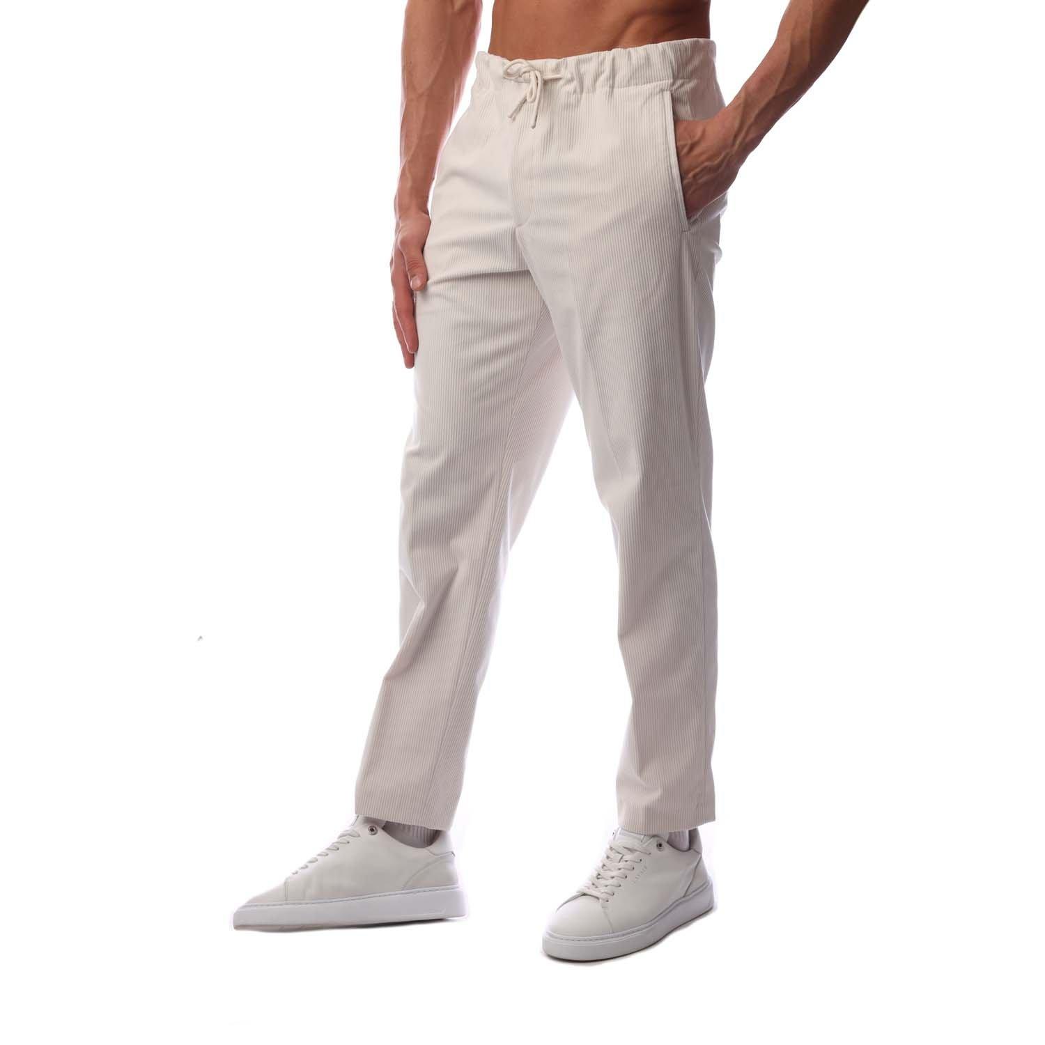 Boss Men's Perin Straight Leg Trouser - Open White - 28W R