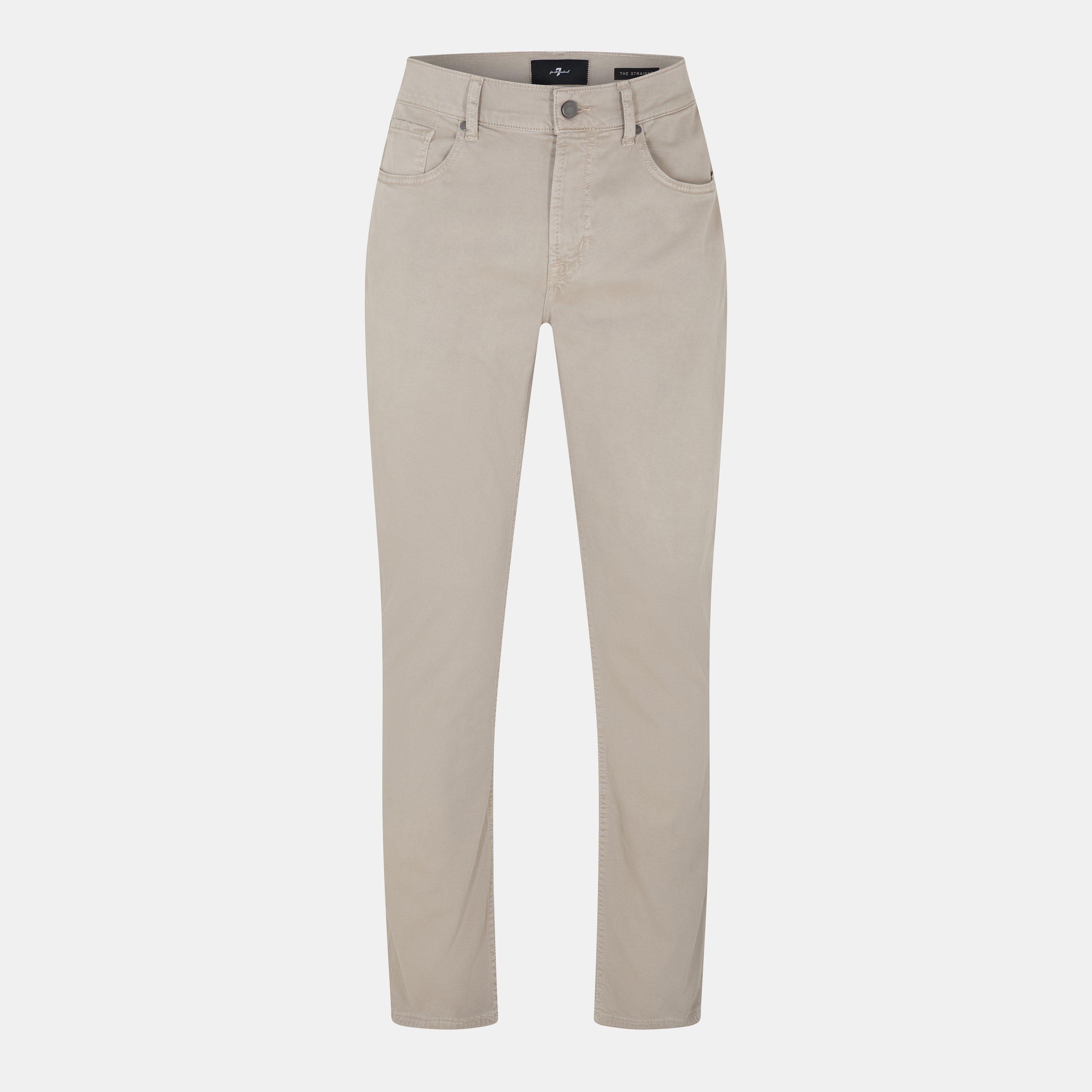 Beige - 7 For All Mankind - Men's Sateen Straight Leg Trouser - 1