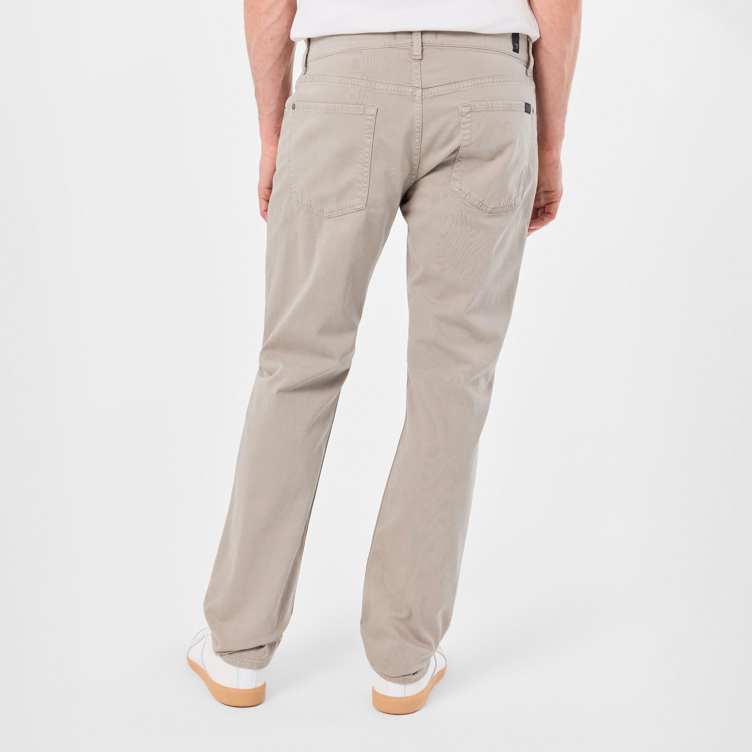 Beige - 7 For All Mankind - Men's Straight Sateen Trouser - 4