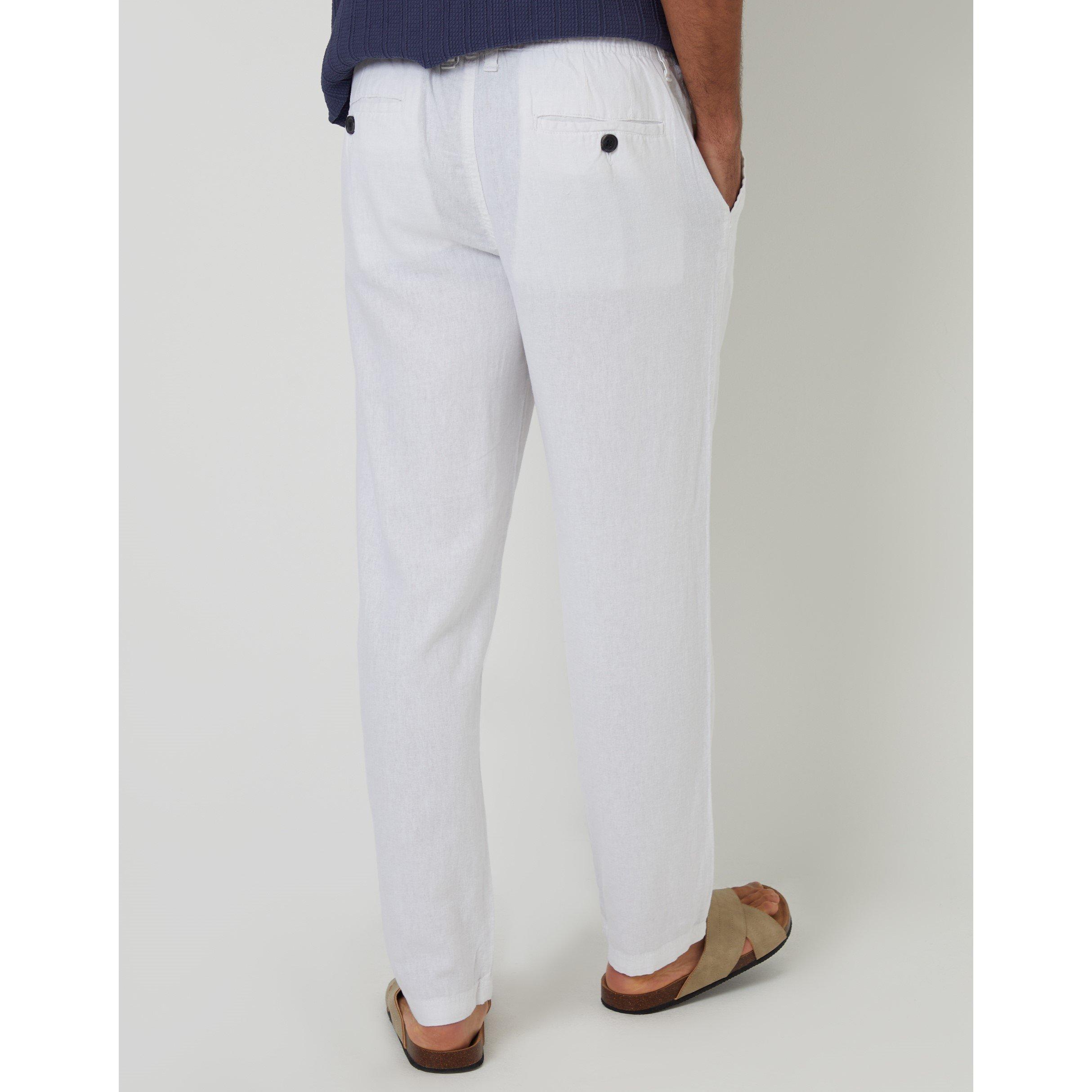 Weiß - Threadbare - Linen Straight Leg Trouser - 3