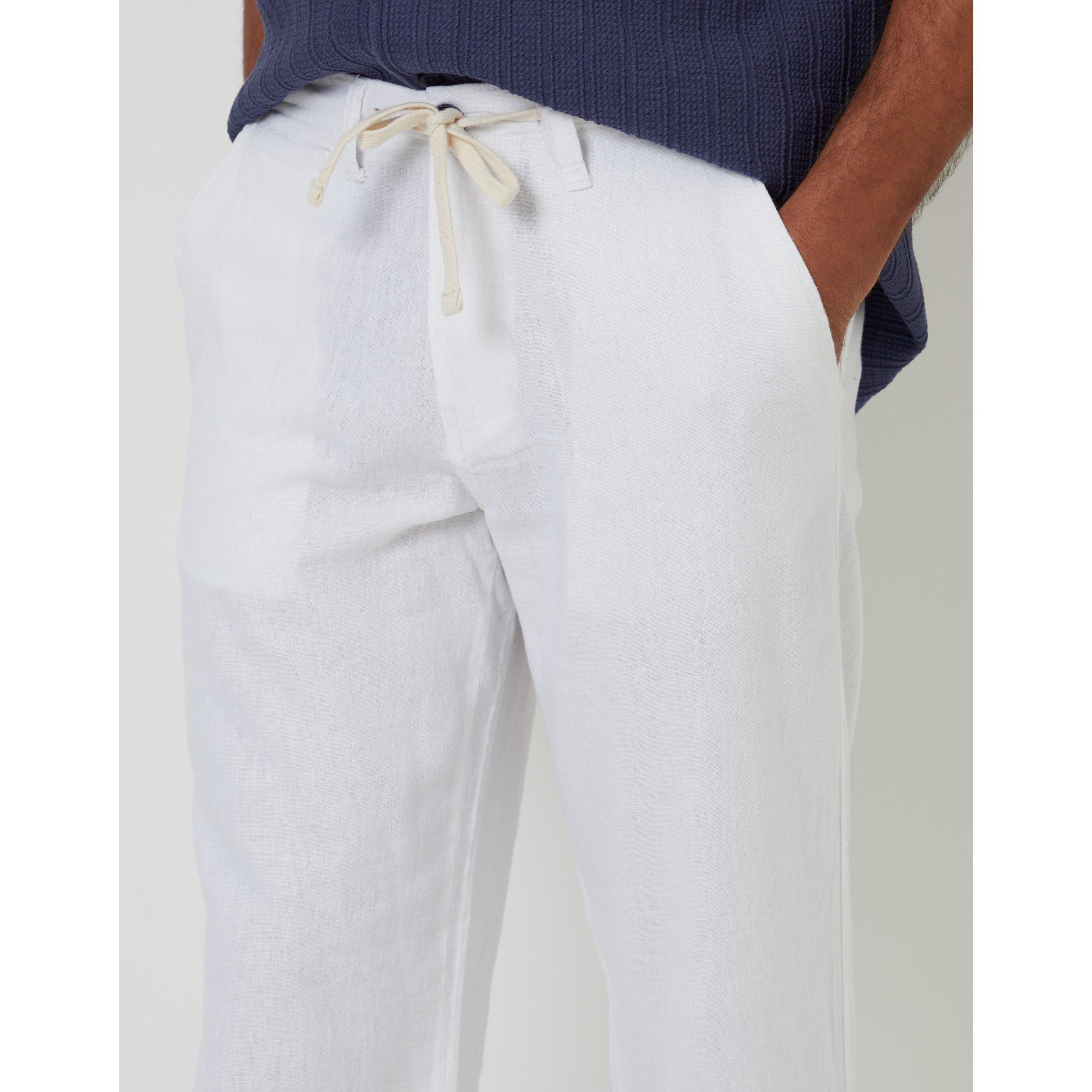 Weiß - Threadbare - Linen Straight Leg Trouser - 4