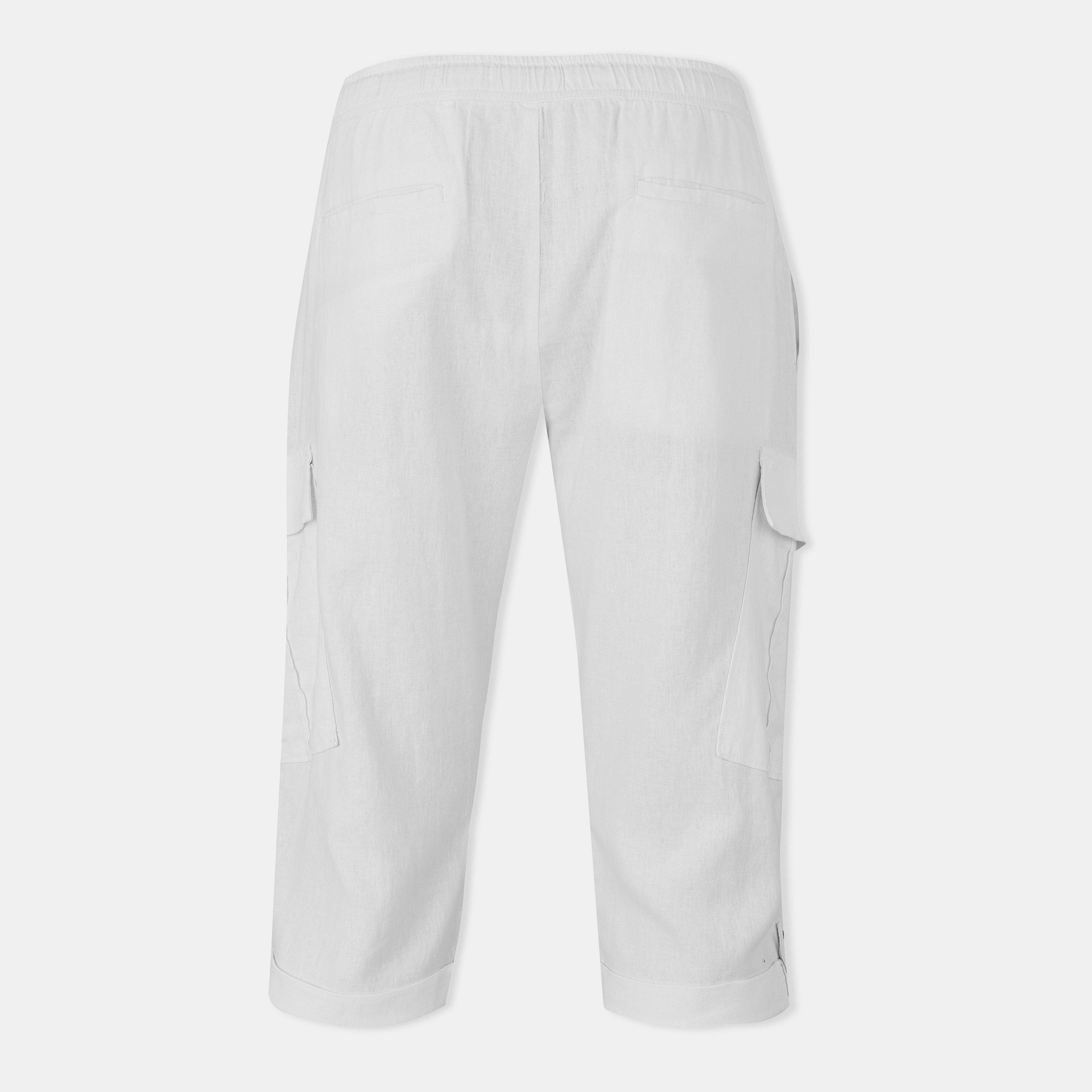 Weiß - Threadbare - Memphis Linen Cargo Trousers - 2
