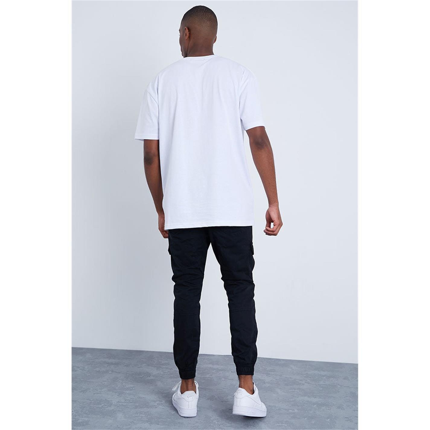 Noir - I Saw It First - ISAWITFIRST Mens Cuffed Cargo Combat Trousers - 3