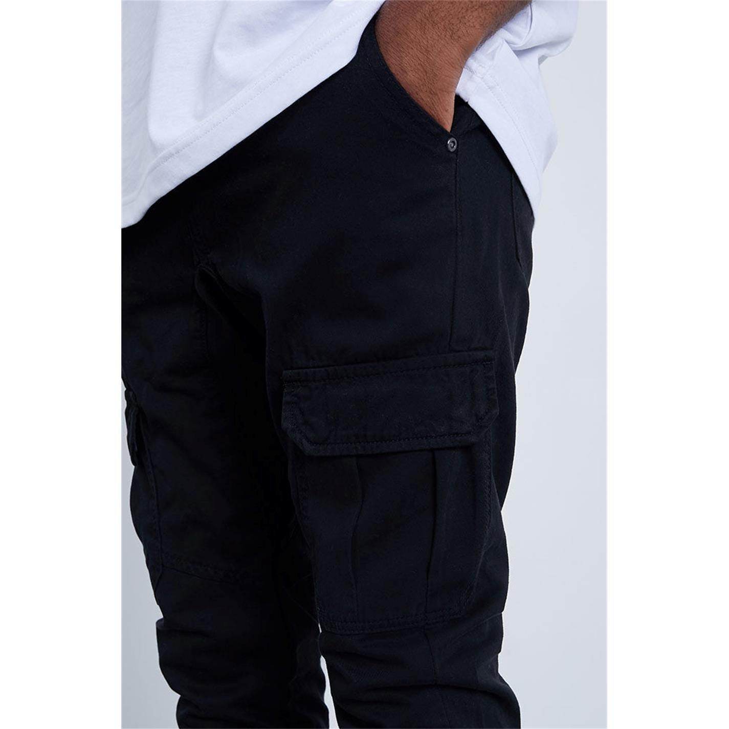 Noir - I Saw It First - ISAWITFIRST Mens Cuffed Cargo Combat Trousers - 5