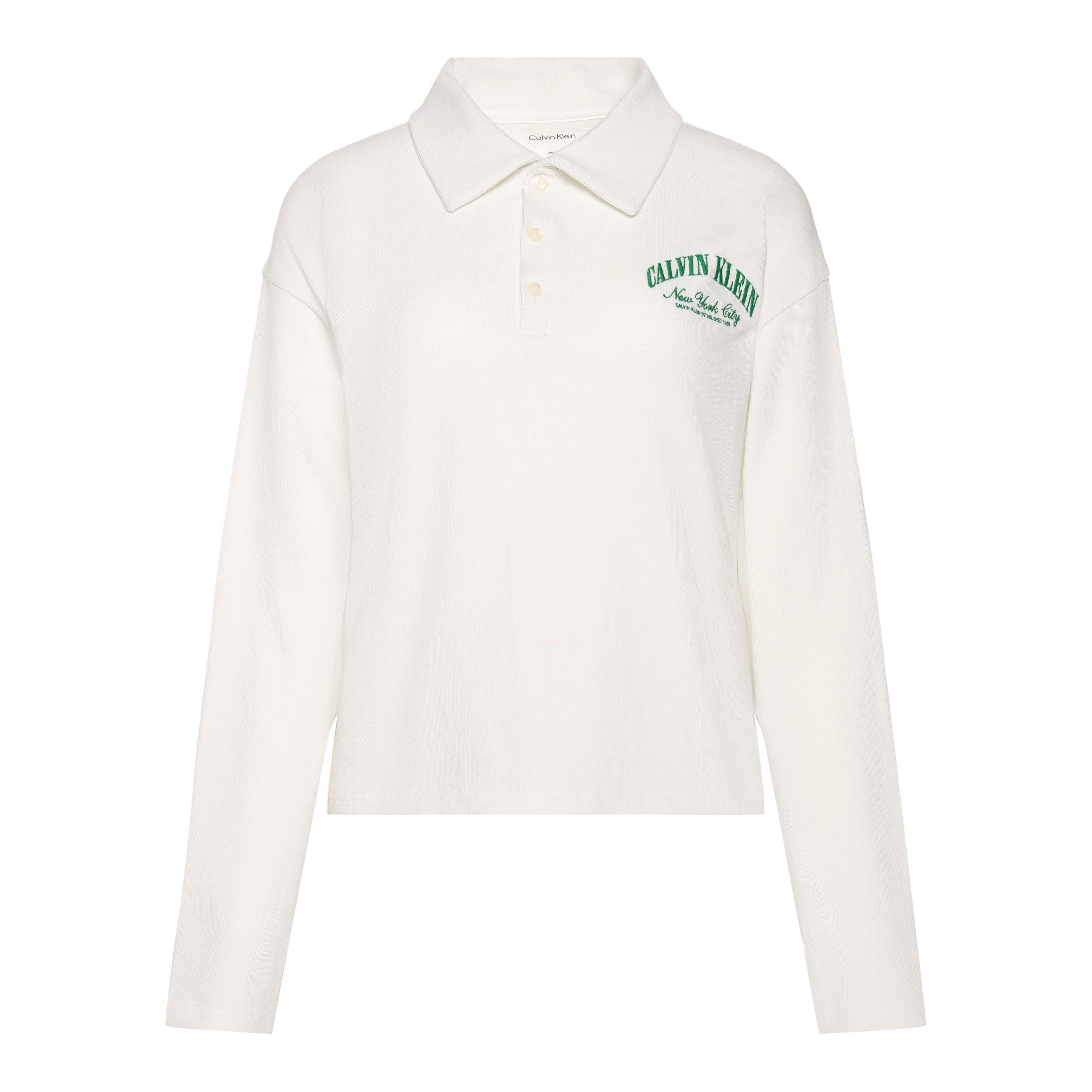 Calvin Klein Women's Long Sleeve Polo Shirt - Tofu - 14 (L)