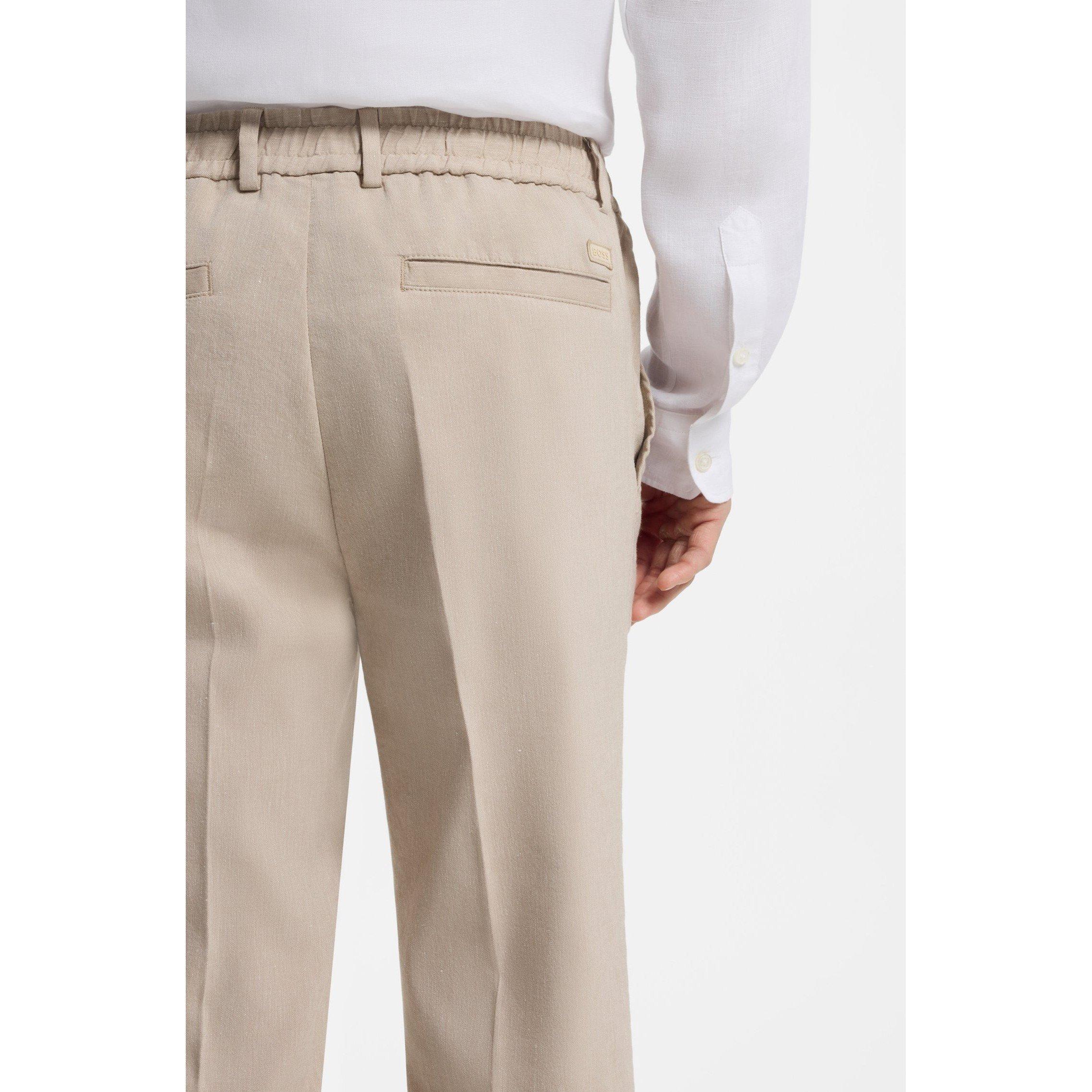 Beige 286 - Boss - Men's Straight Leg Trousers - 4