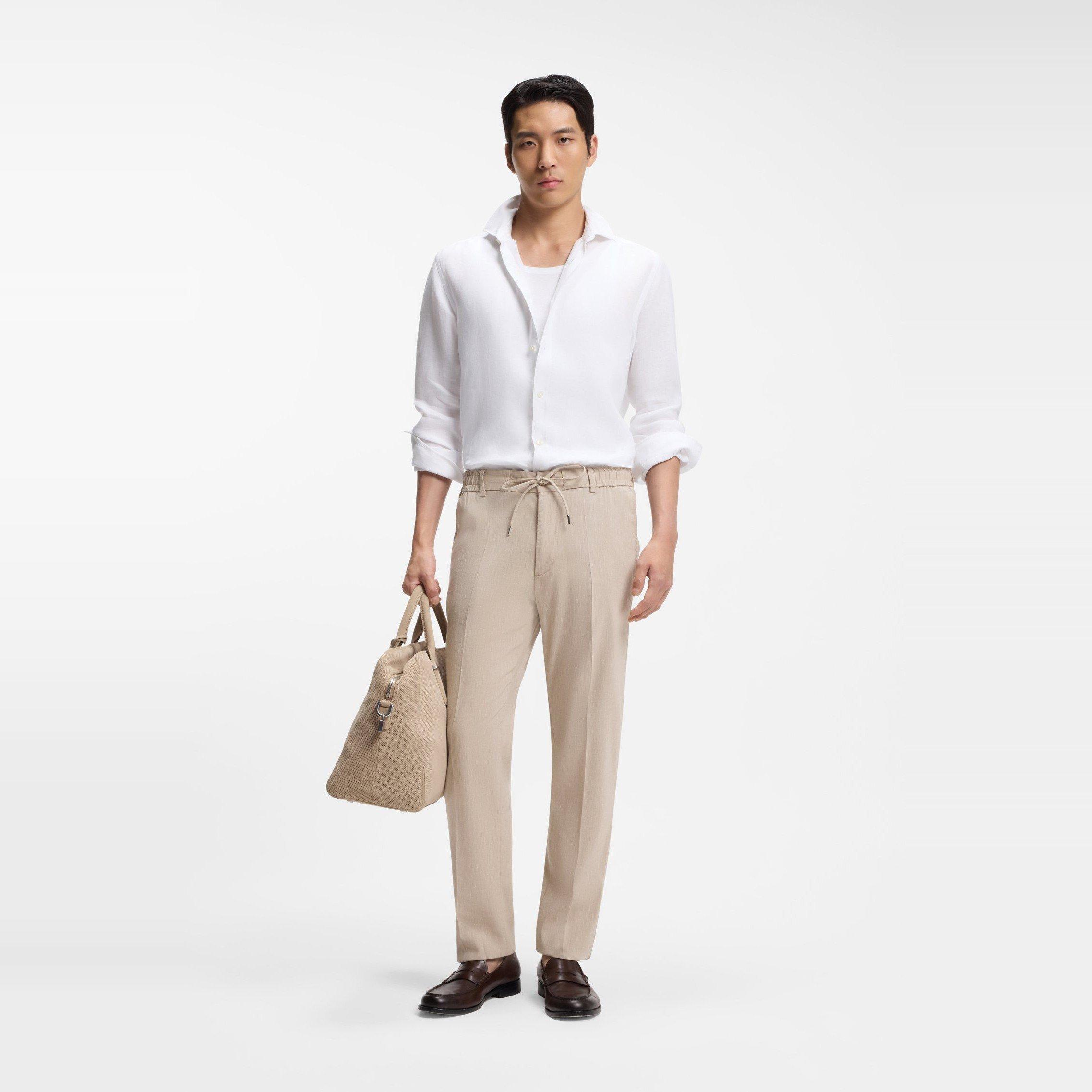 Beige 286 - Boss - Men's Straight Leg Trousers - 5
