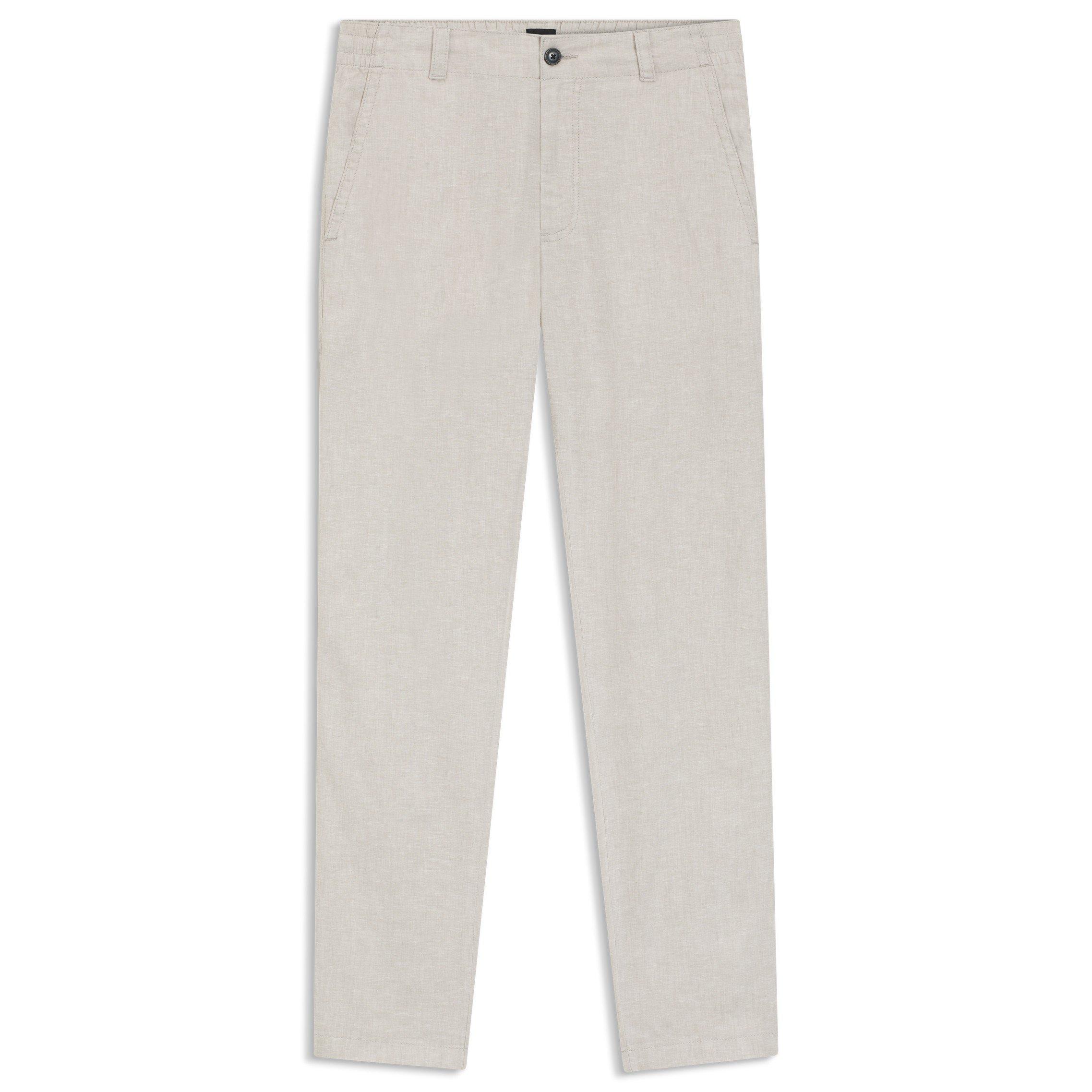 Boss Mens BOSS ORANGE Straight Leg Linen Trousers - Light Grey 070 - Size 34W R