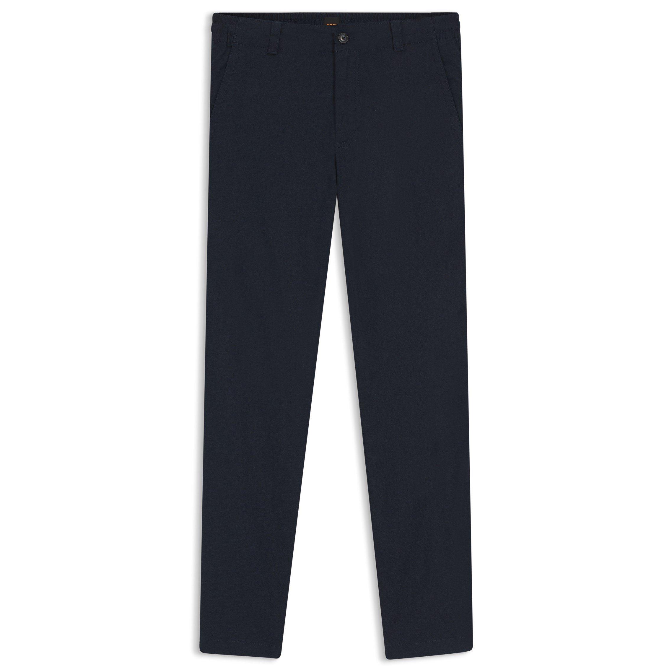 Boss Men's Orange Straight Leg Linen Trousers - Dark Blue 404 - 34W R