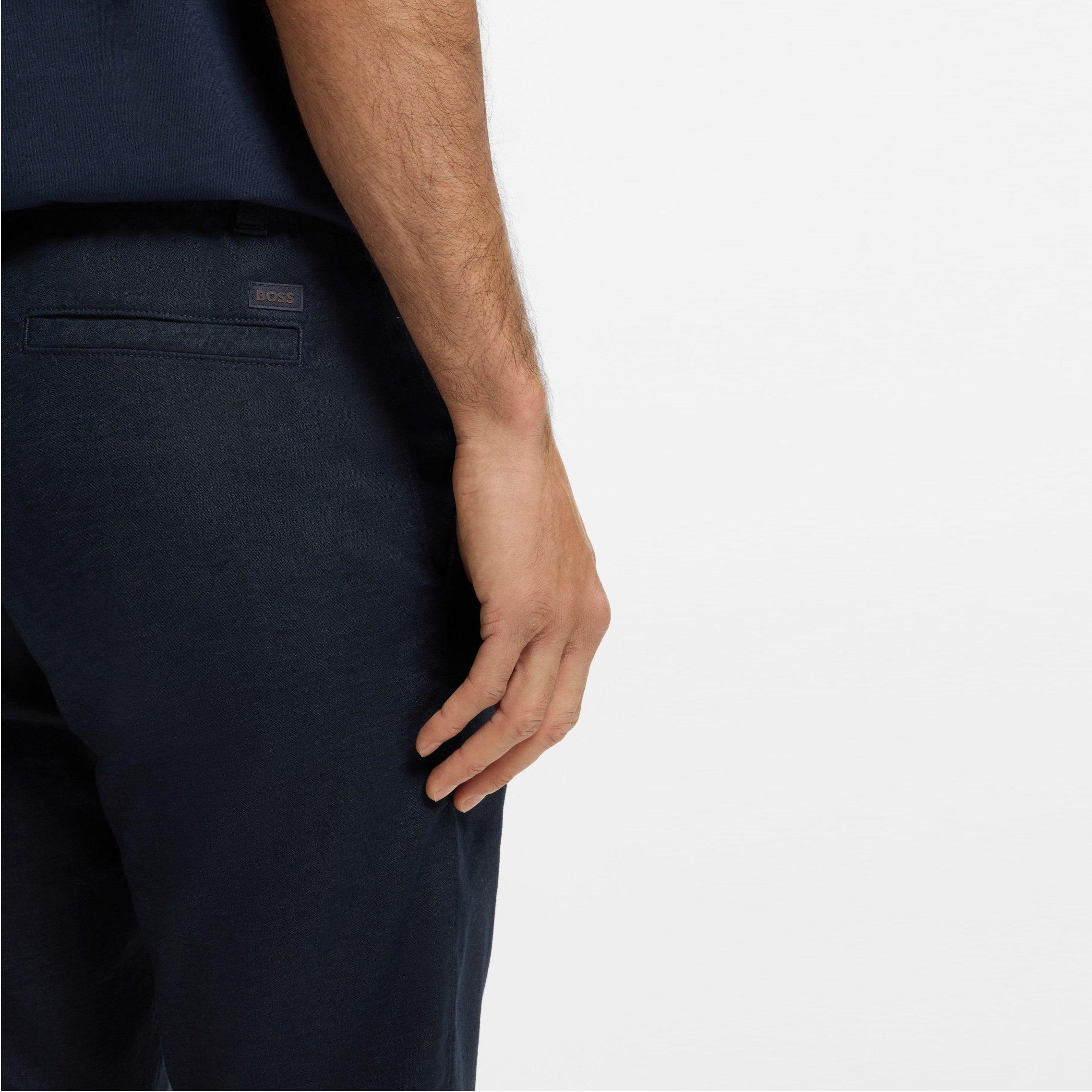 Dark Blue 404 - Boss - Mens BOSS ORANGE Straight Leg Linen Trousers - 4