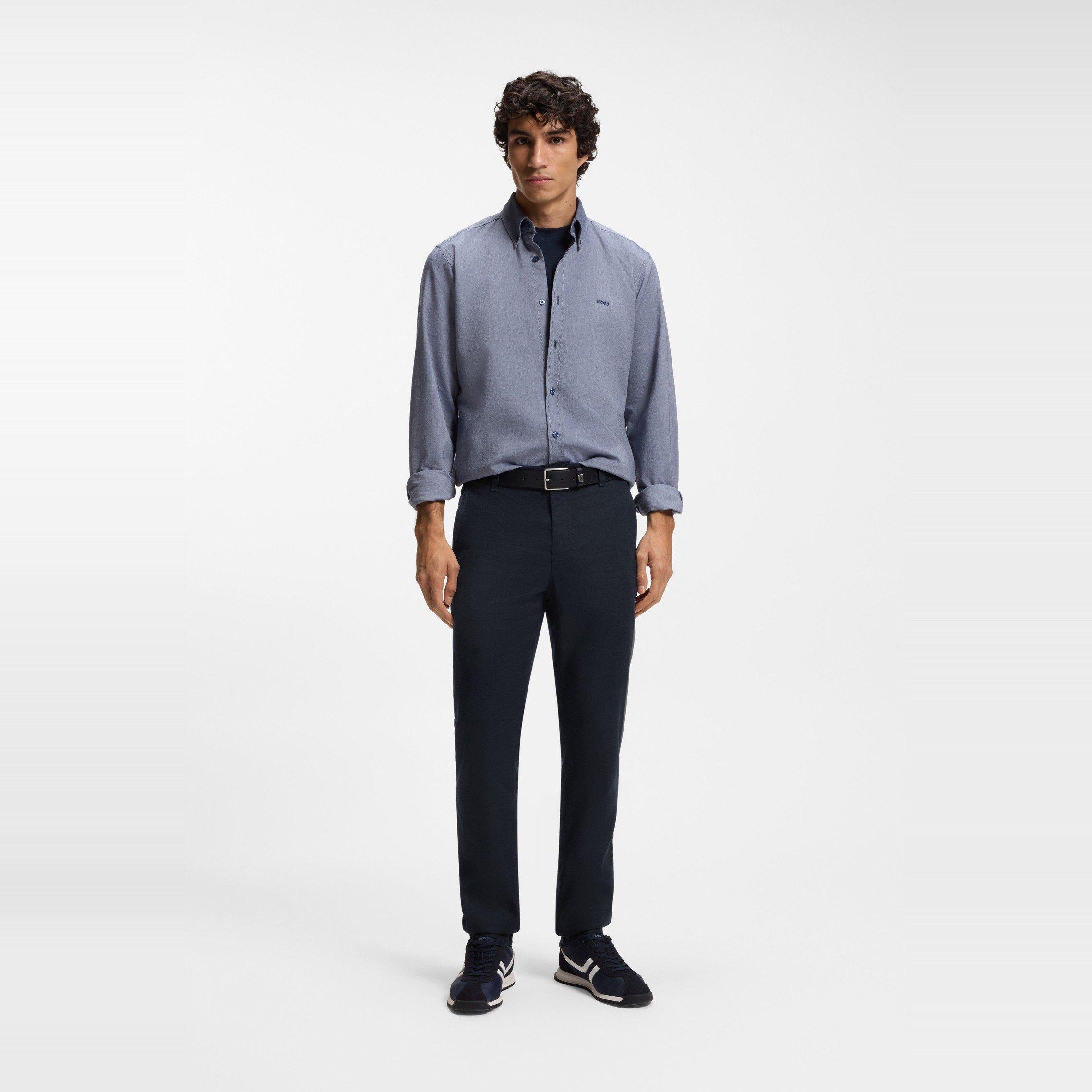 Dark Blue 404 - Boss - Mens BOSS ORANGE Straight Leg Linen Trousers - 5