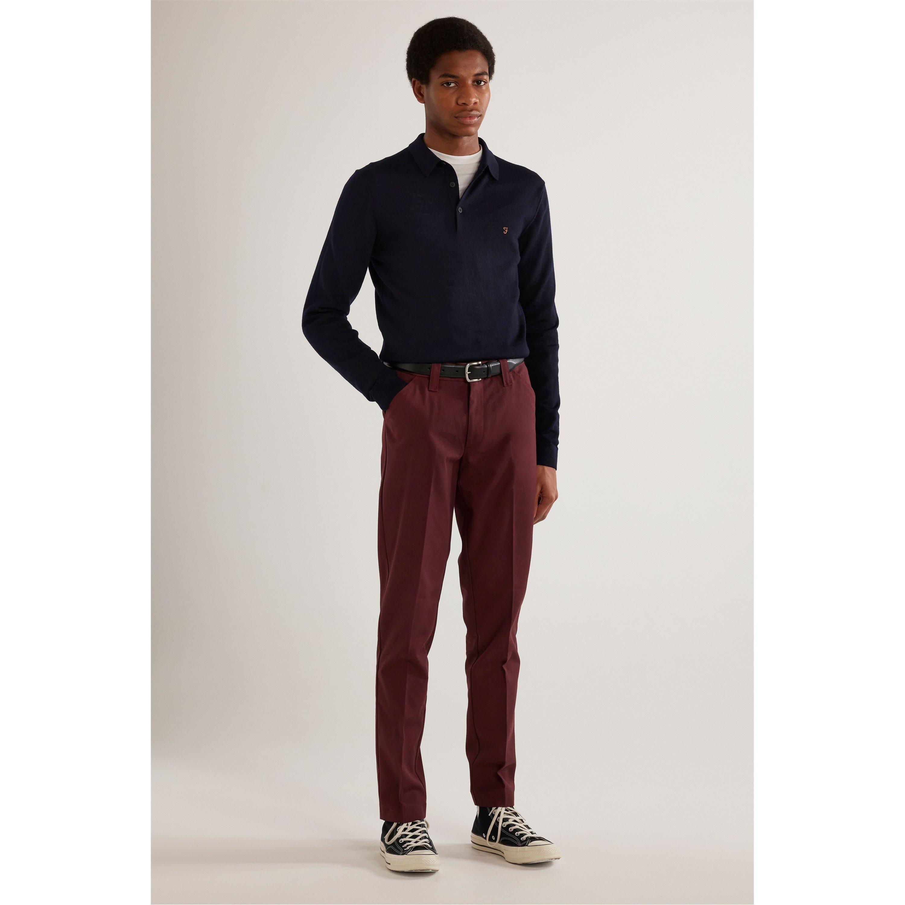 Farah Red - Farah - Men's Elm Hopsack Straight Leg Trouser - 2