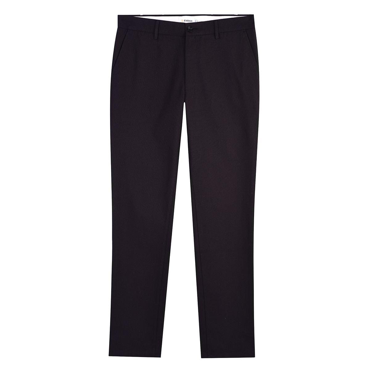 Zwart - Farah - Men's Cotton Straight Leg Trousers - 1