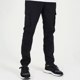 Brave Soul Mens Balck Cargo Trouser with Elasticted Cuffs