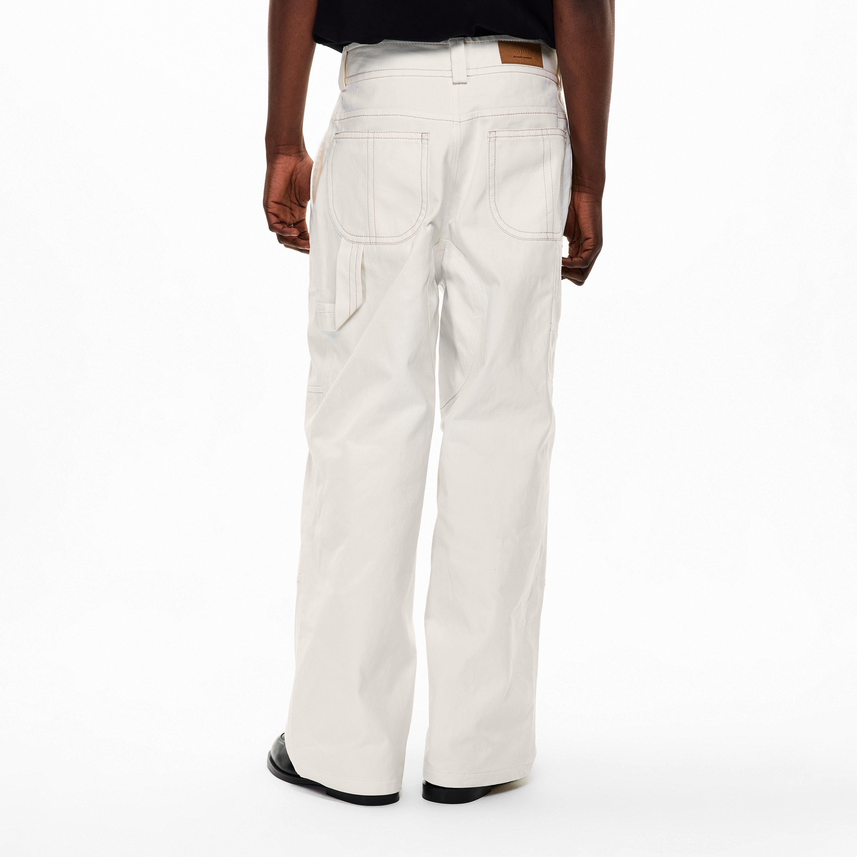 White Cream - Ami Paris - Men's Worker Pant Straight Leg Trousers - 4