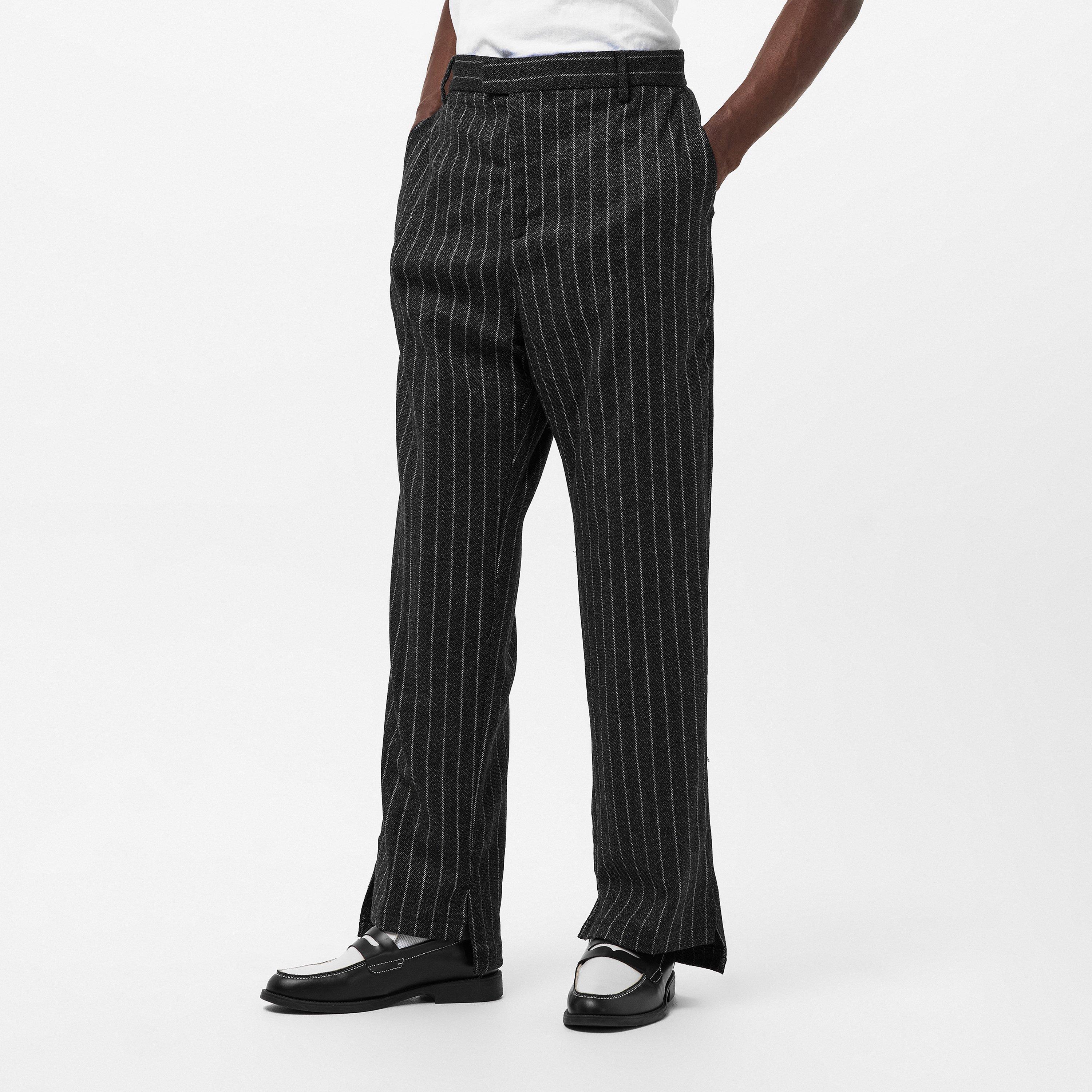Black Pinstripe - Represent - Men's Stepped Hem Straight Leg Trouser - 3