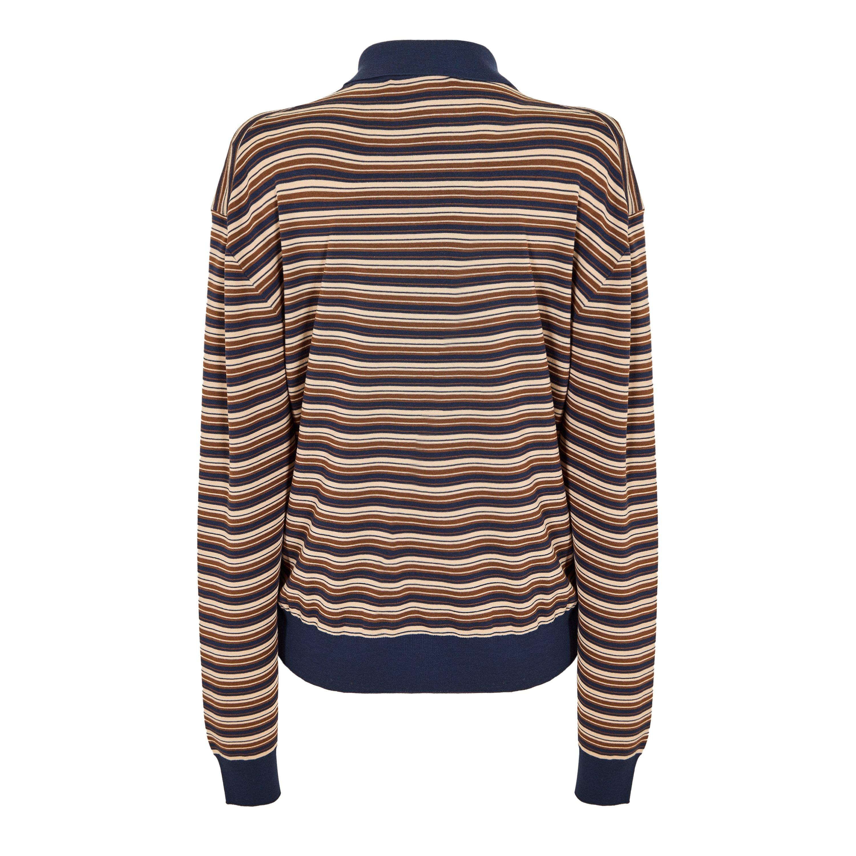 Albino - Miu Miu - Women's Stripe Knitted Long Sleeve Polo Shirt - 2