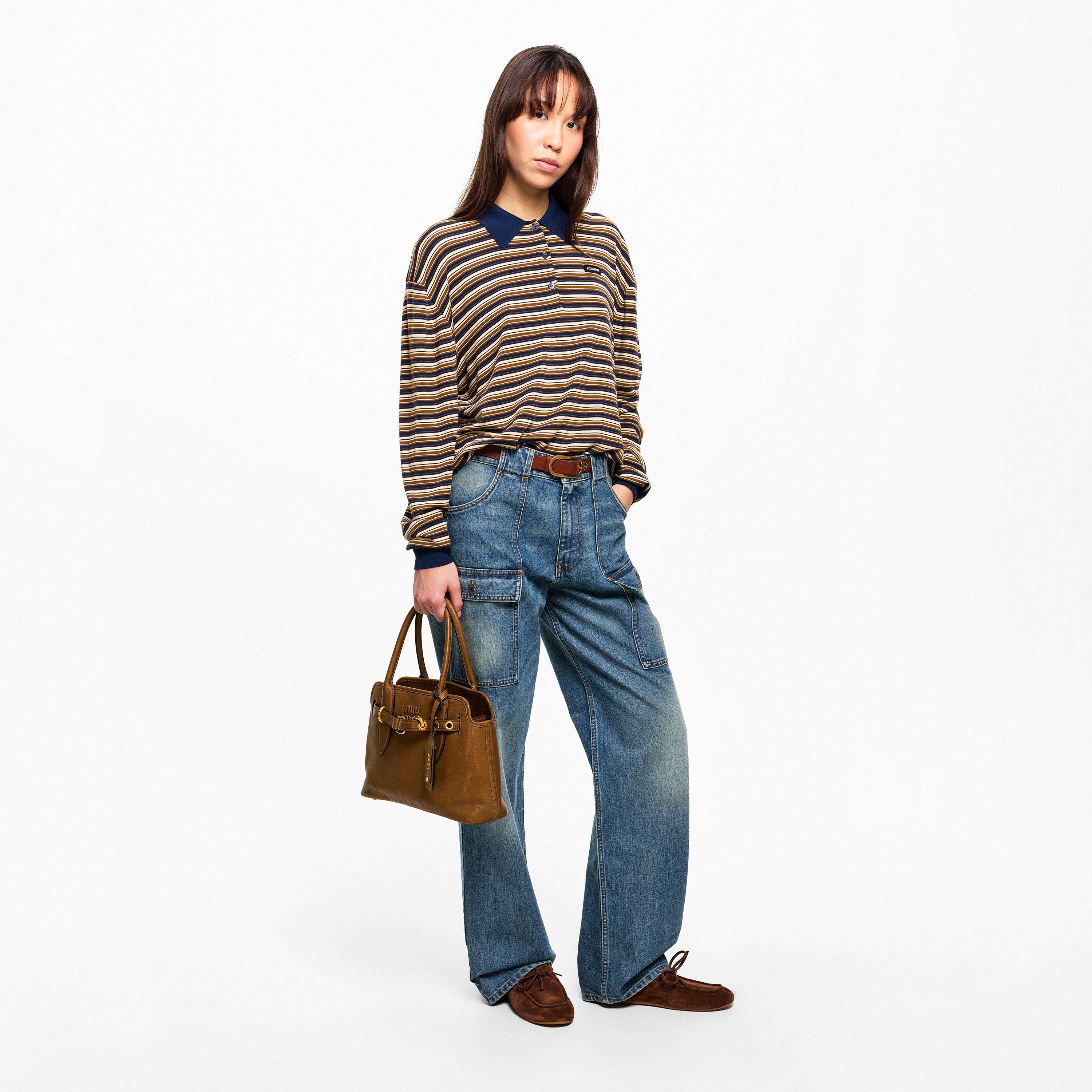 Albino - Miu Miu - Women's Stripe Knitted Long Sleeve Polo Shirt - 6