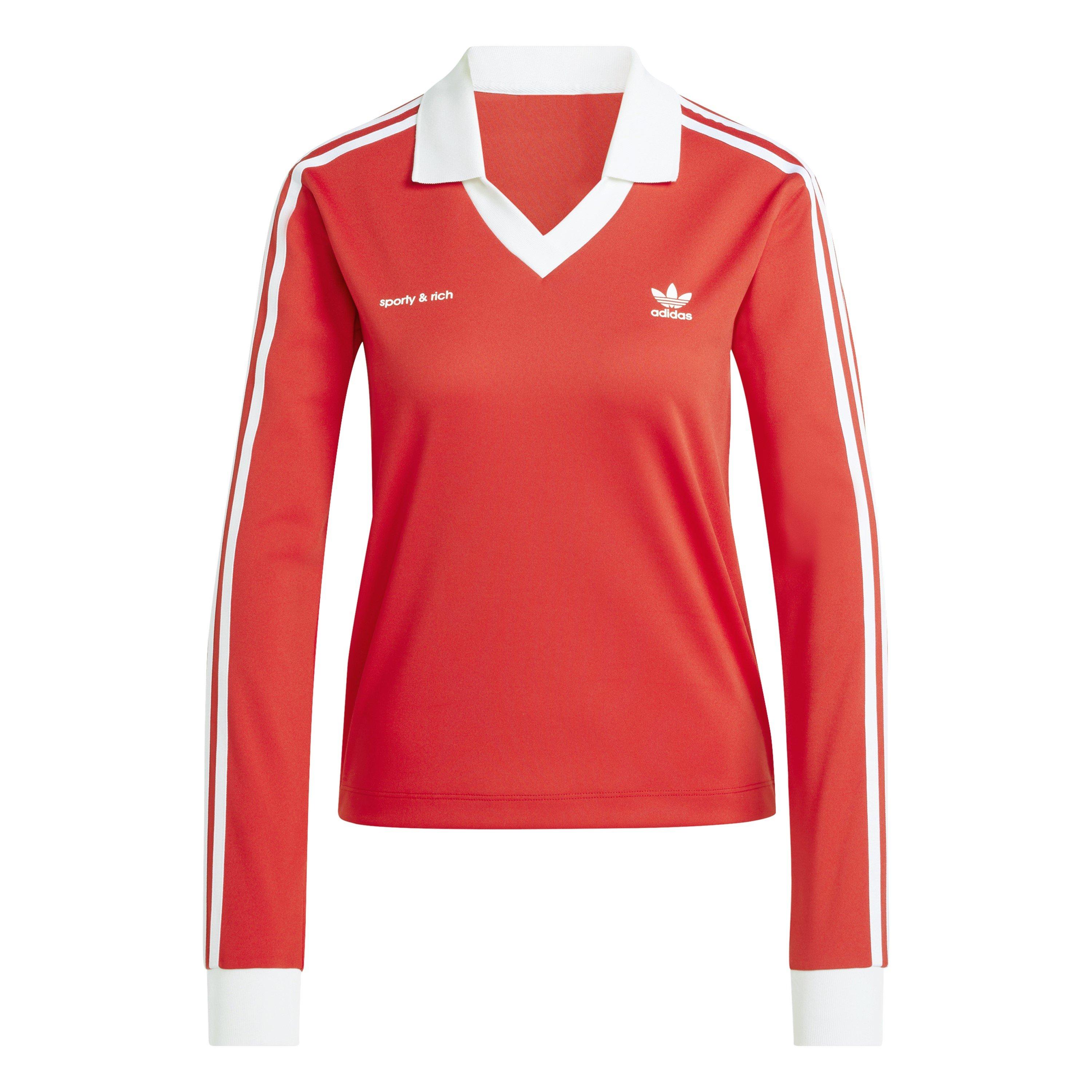 College Red - adidas Originals - Women's Sporty And Rich Long Sleeve Polo Shirt - 1
