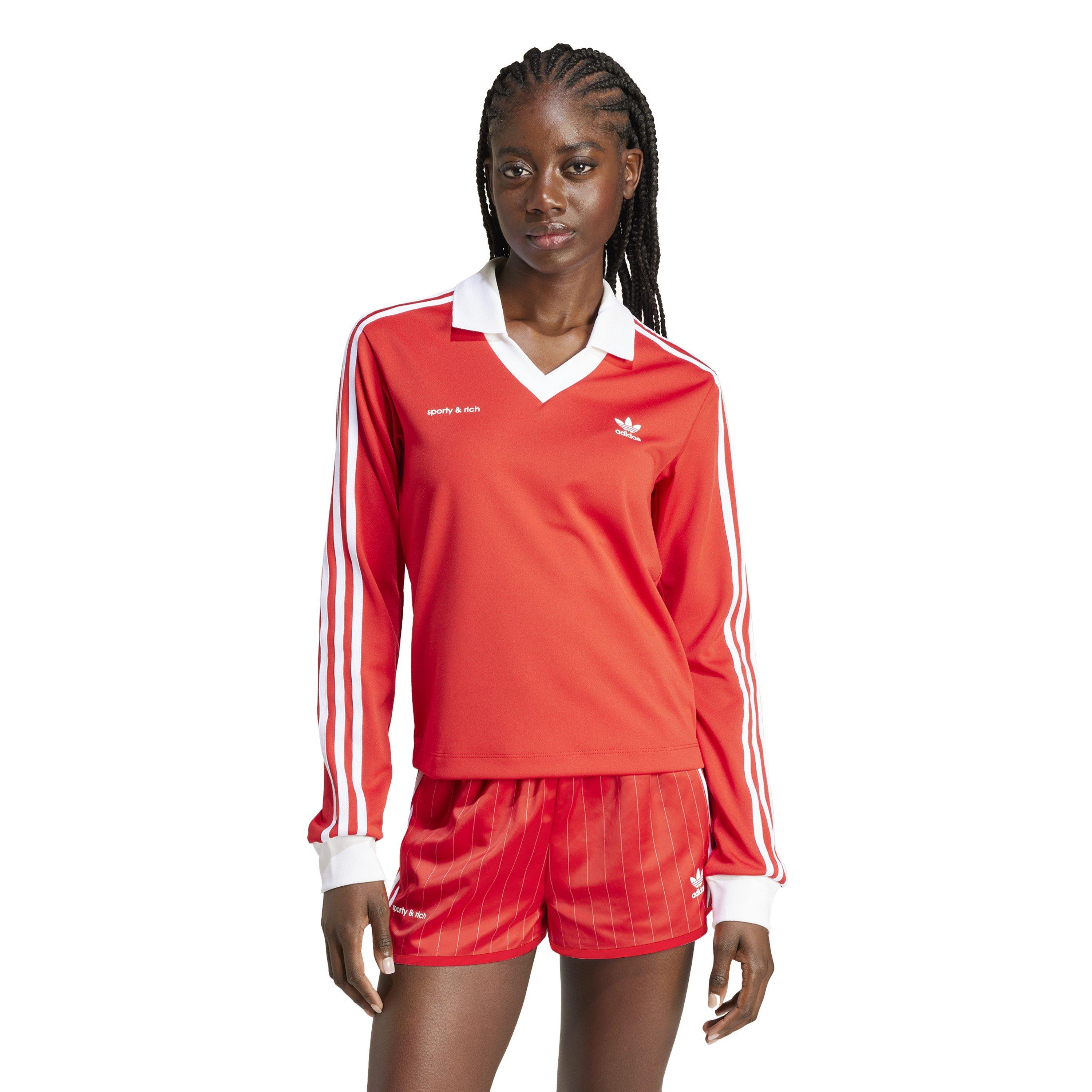 College Red - adidas Originals - Women's Sporty And Rich Long Sleeve Polo Shirt - 2