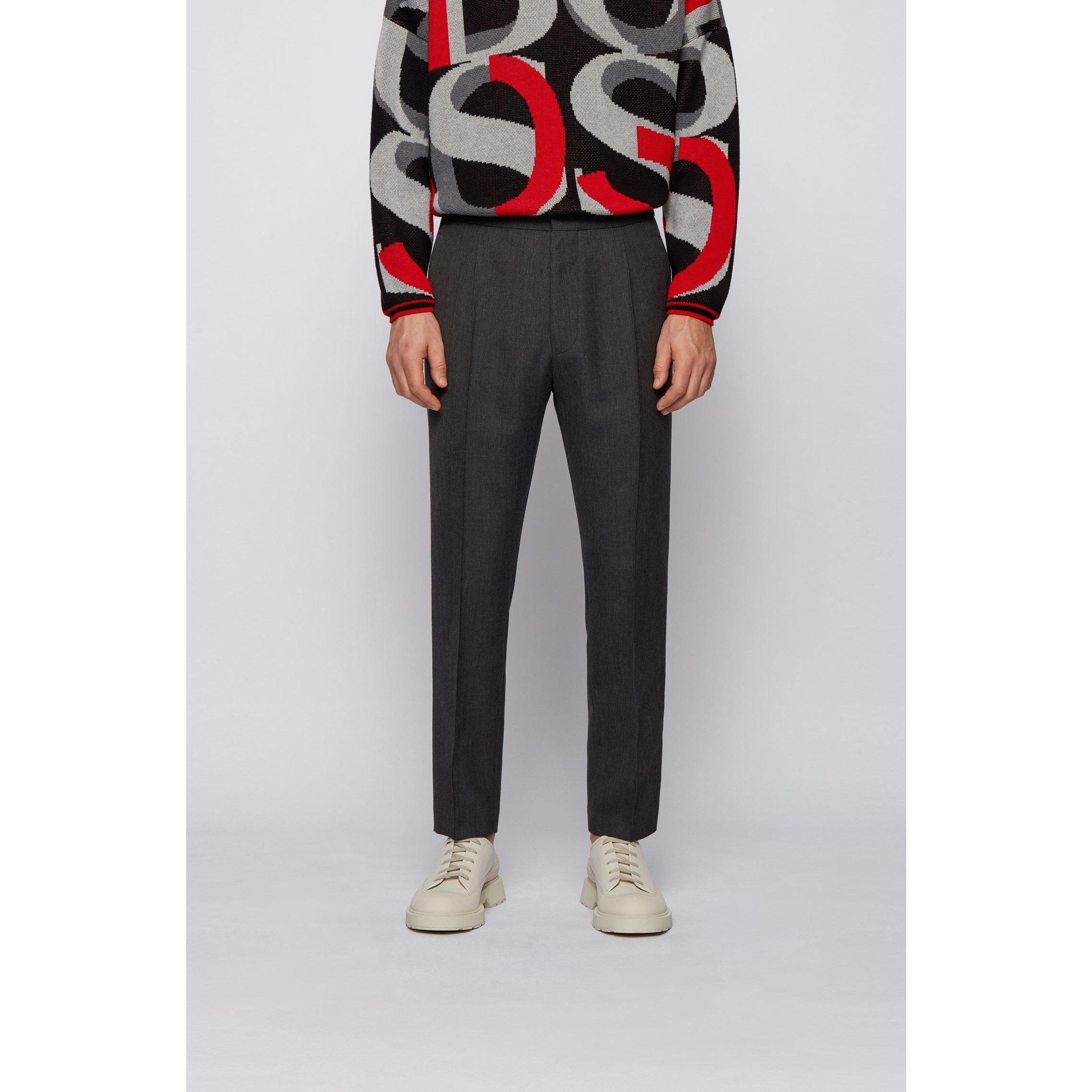 Medium Grey - Boss - Men's Straight Trousers - 2