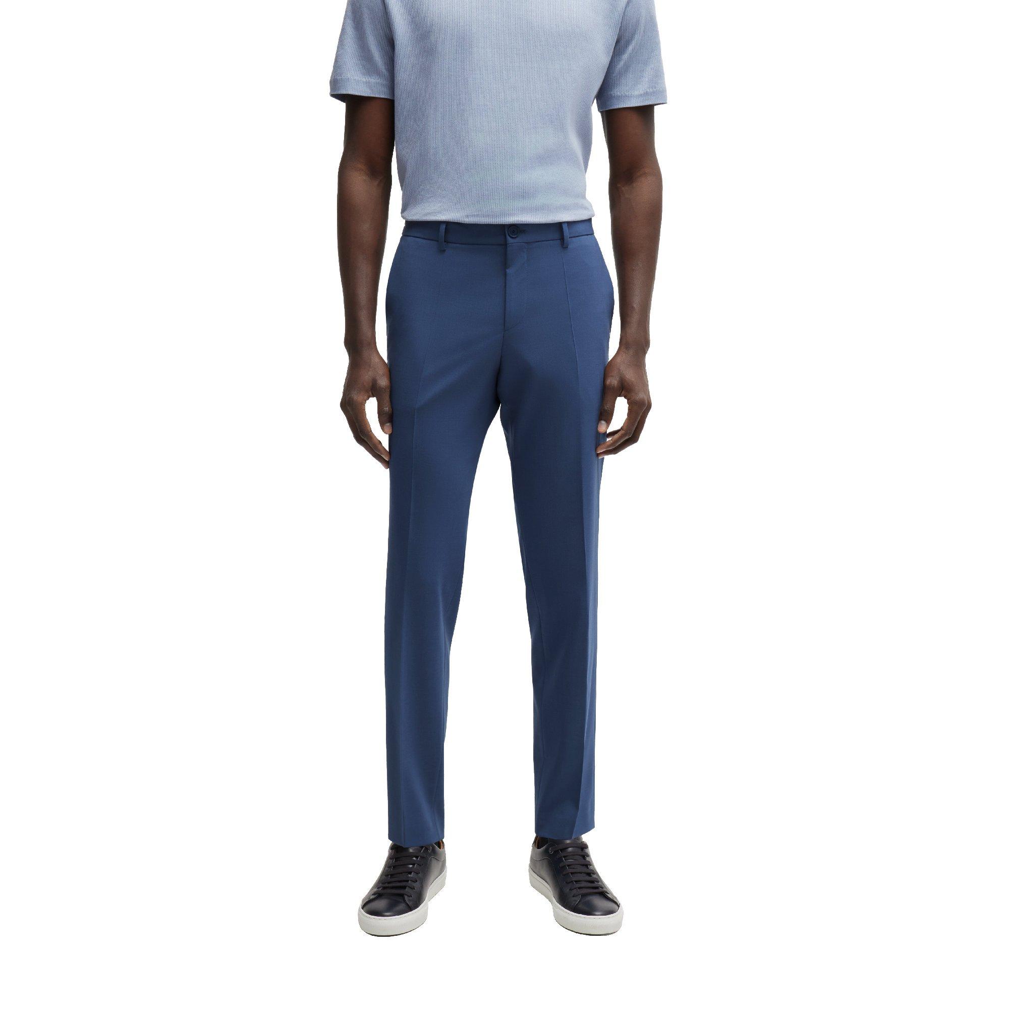 Navy - Boss - Men's Straight Leg Trousers - 2