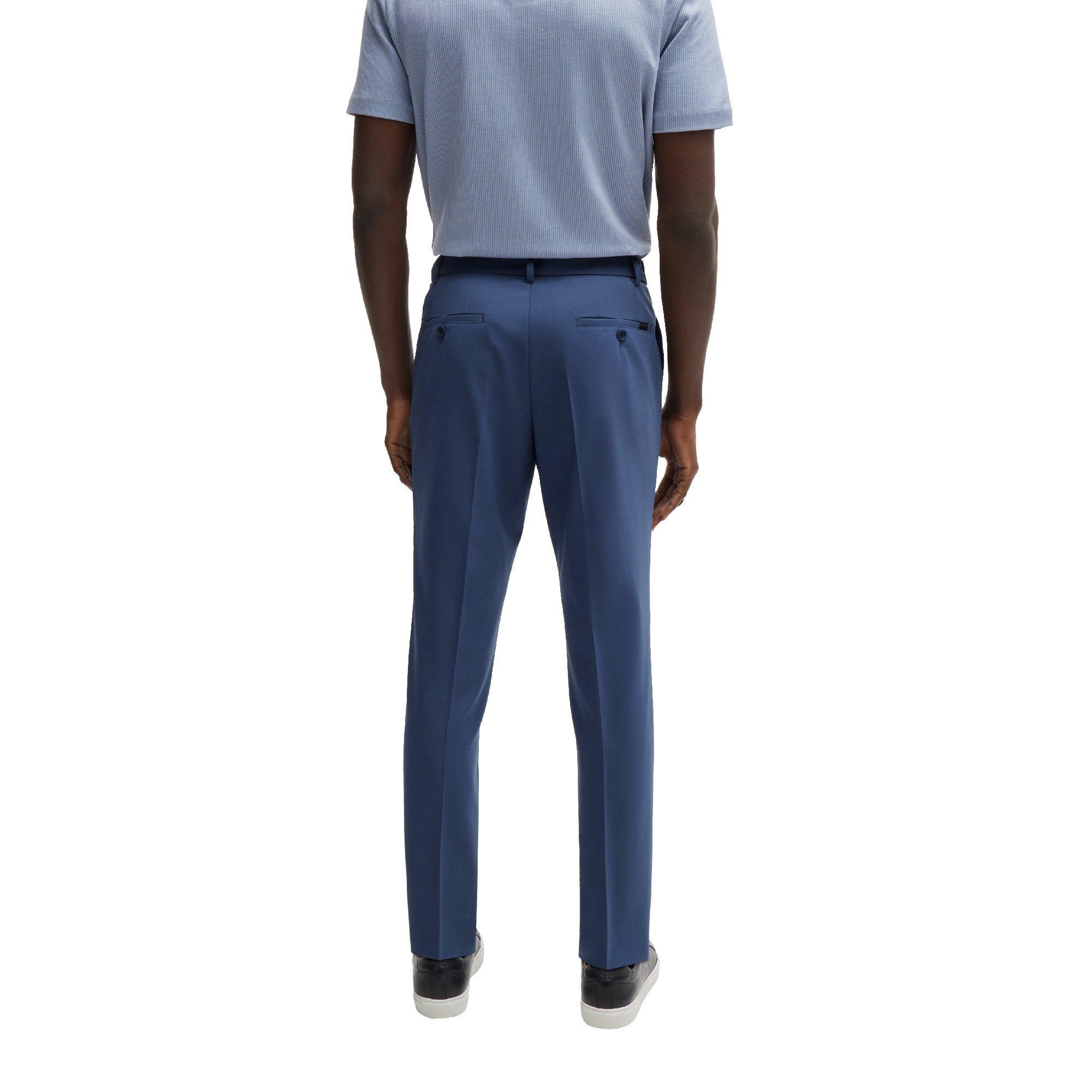 Navy - Boss - Men's Straight Leg Trousers - 3