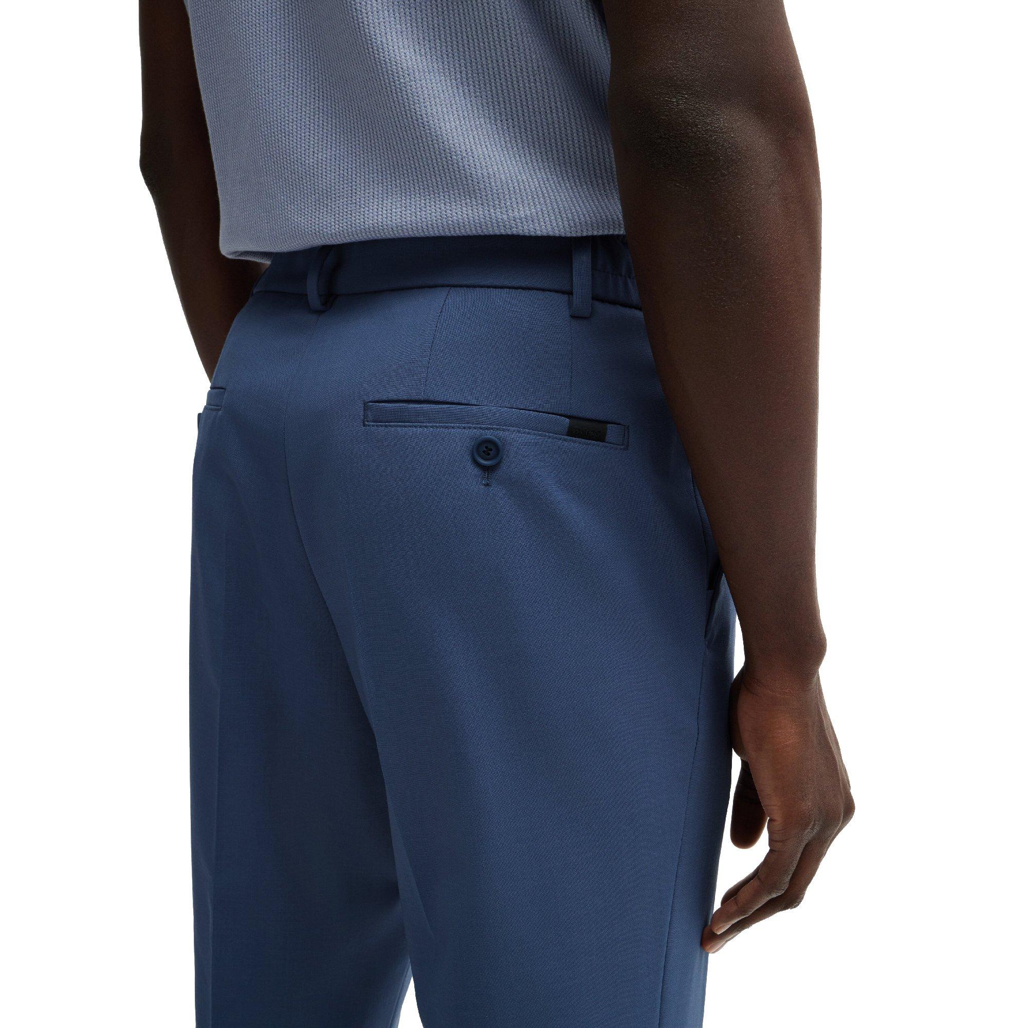 Navy - Boss - Men's Straight Leg Trousers - 4