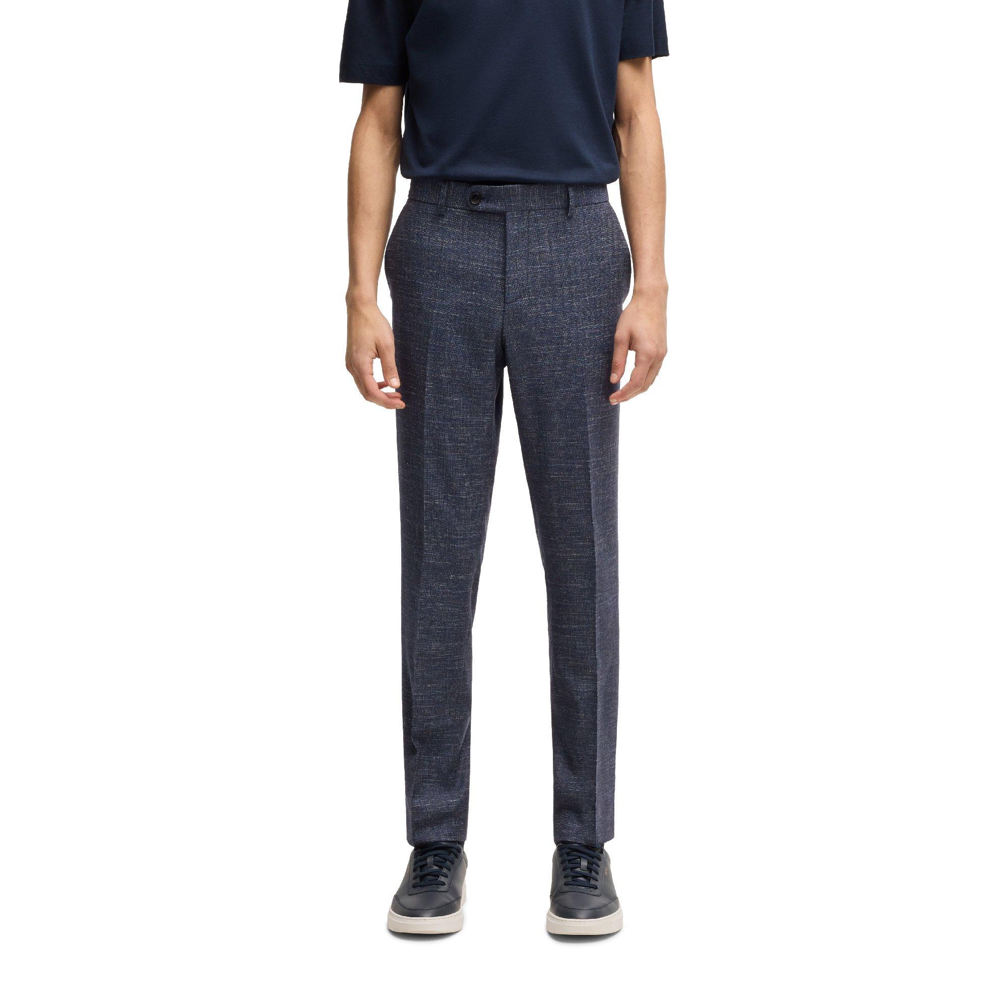 Dark Blue - Boss - Men's H Genius Straight Leg Trousers - 1