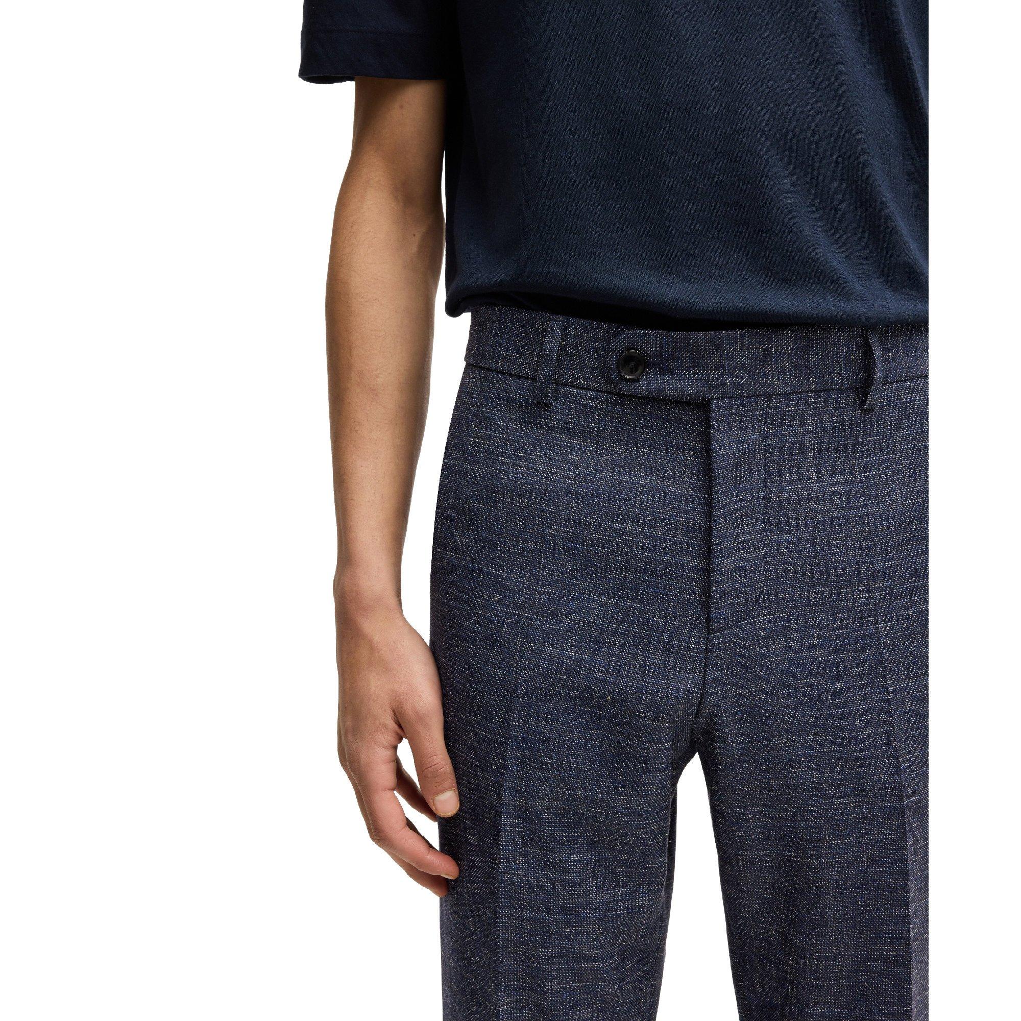 Dark Blue - Boss - H-Genius-251 10257110 01 Straight Leg Trousers Mens - 3