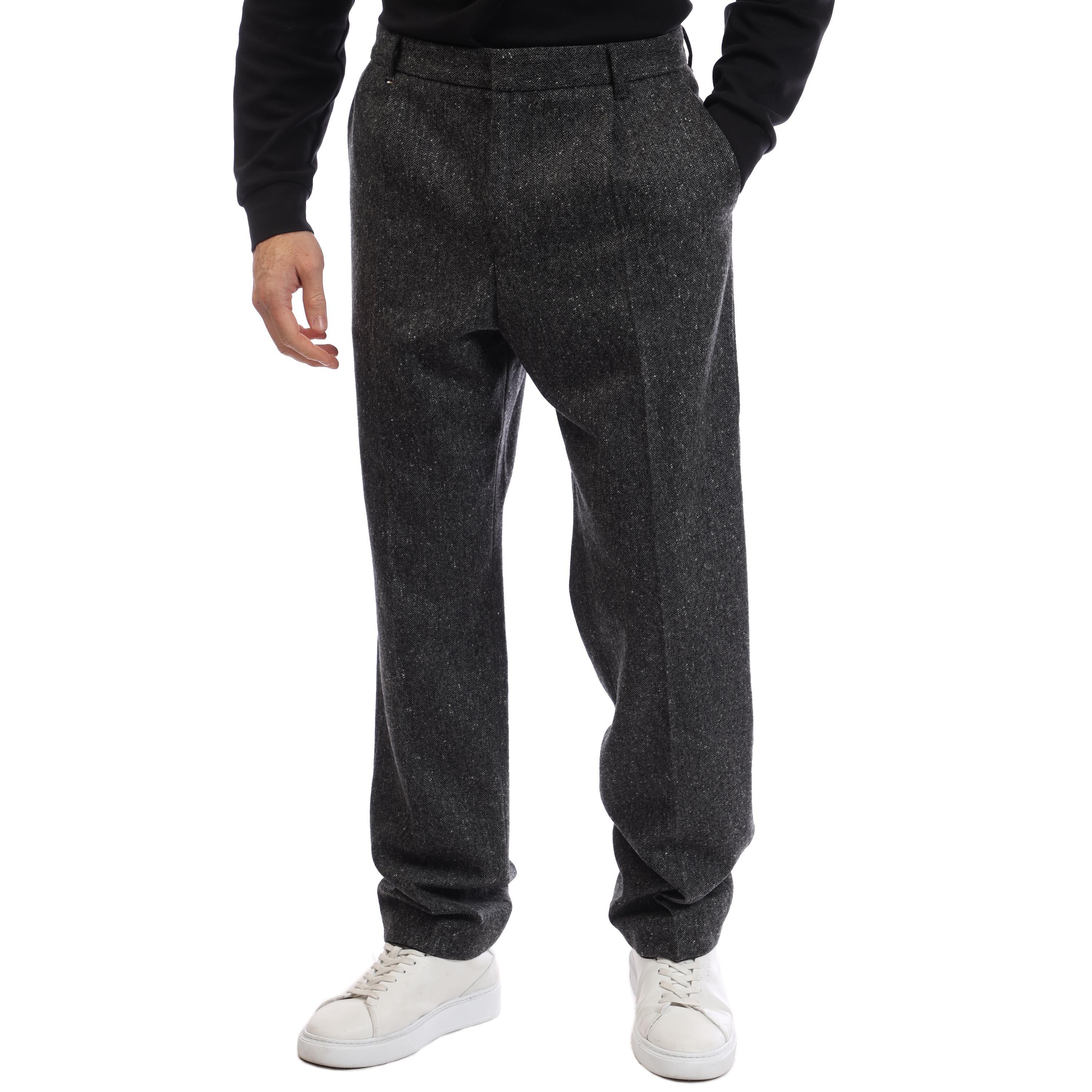 Medium Grey - Boss - Men's Peter Pl Double Breasted Straight Leg Trousers - 1