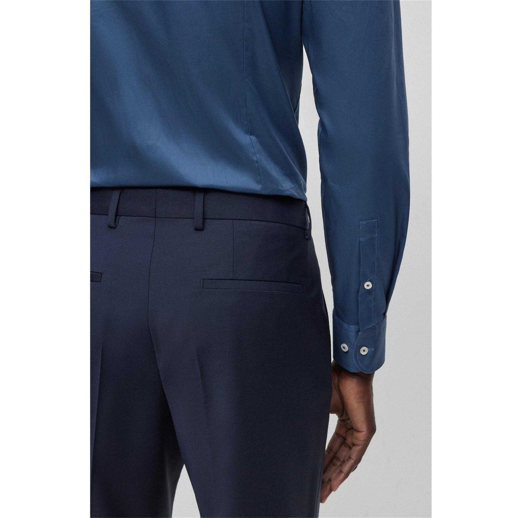 Dark Blue - Boss - H-Leon-Mm-C-224 10245447 01 Straight Leg Trousers Mens - 4