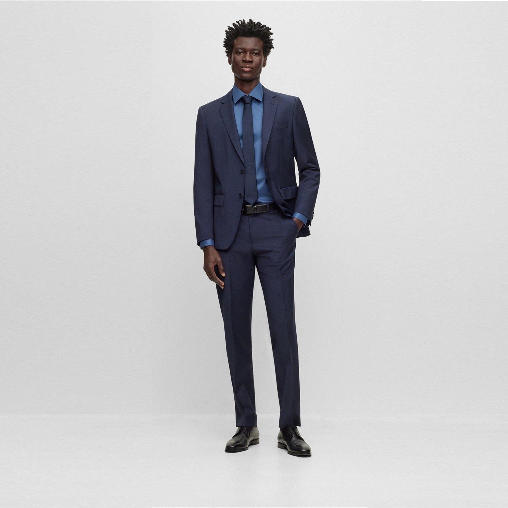 Dark Blue - Boss - H-Leon-Mm-C-224 10245447 01 Straight Leg Trousers Mens - 5