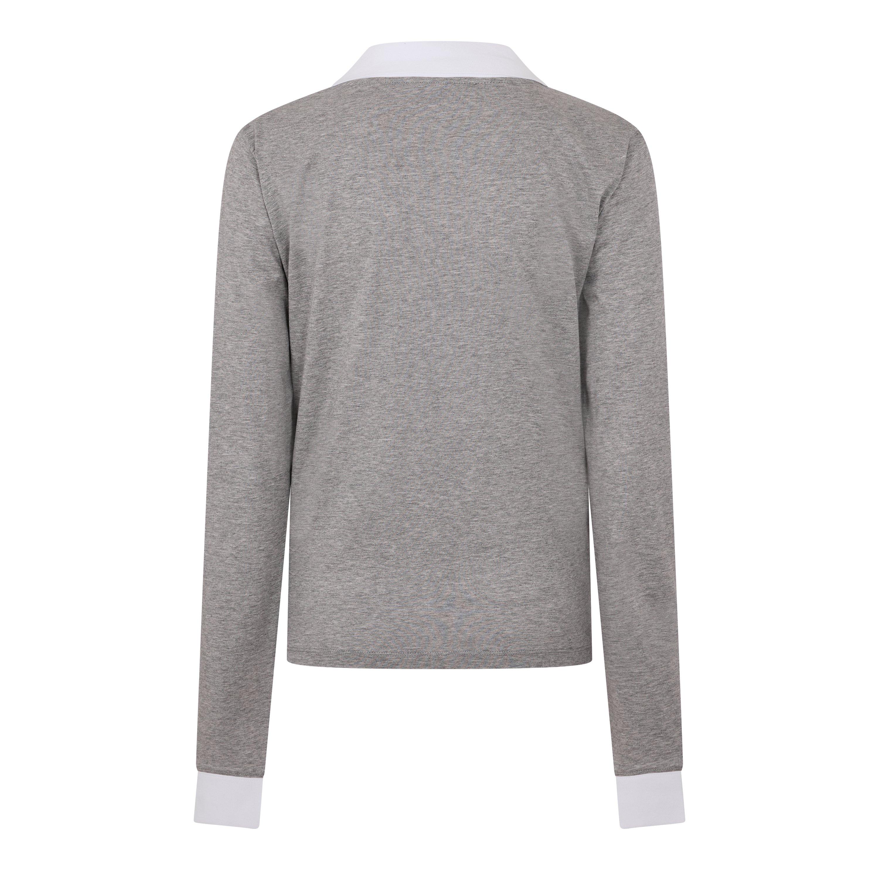 Grigio - Miu Miu - Women's Jersey Top Knitted Long Sleeve Polo Shirt - 2