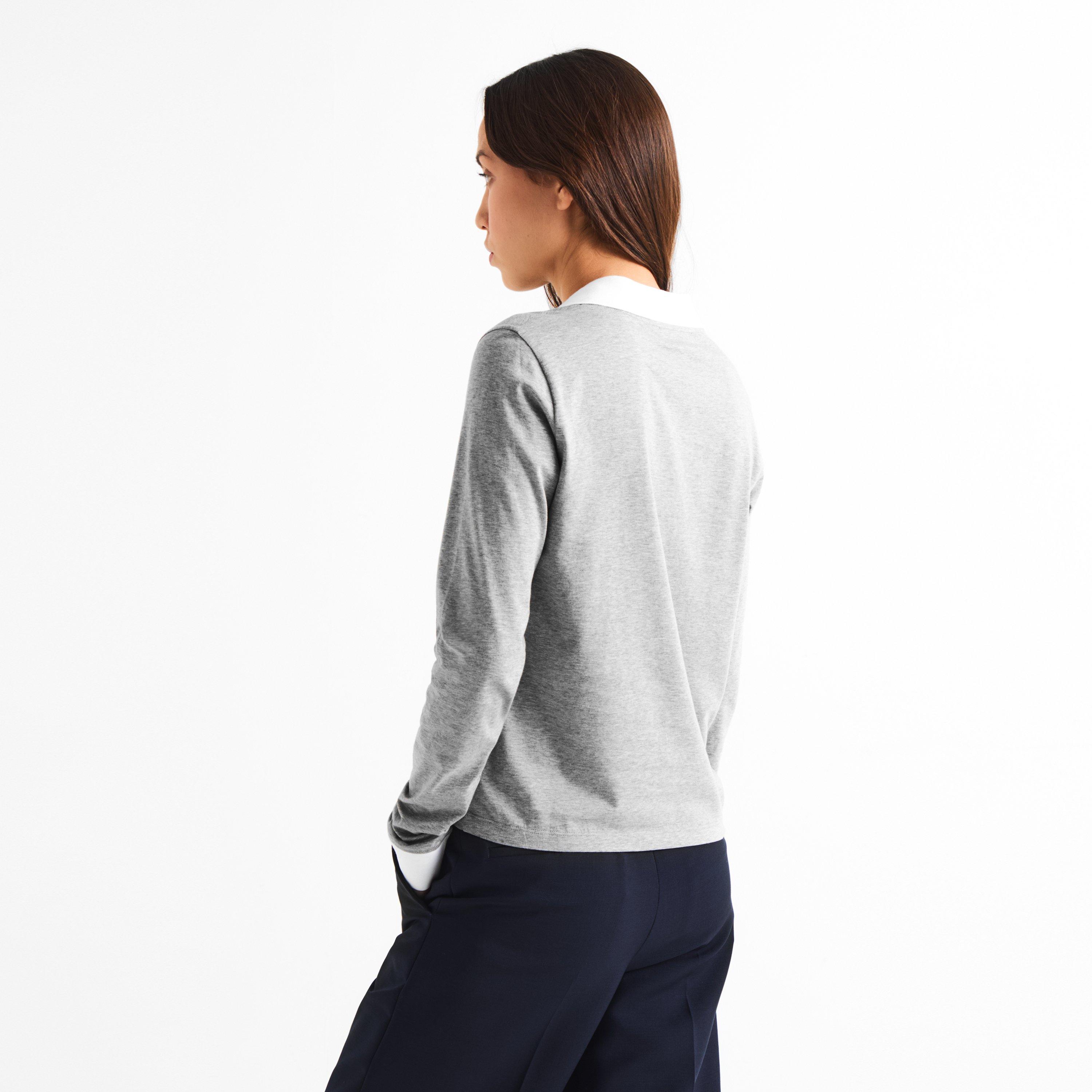 Grigio - Miu Miu - Women's Jersey Top Knitted Long Sleeve Polo Shirt - 4