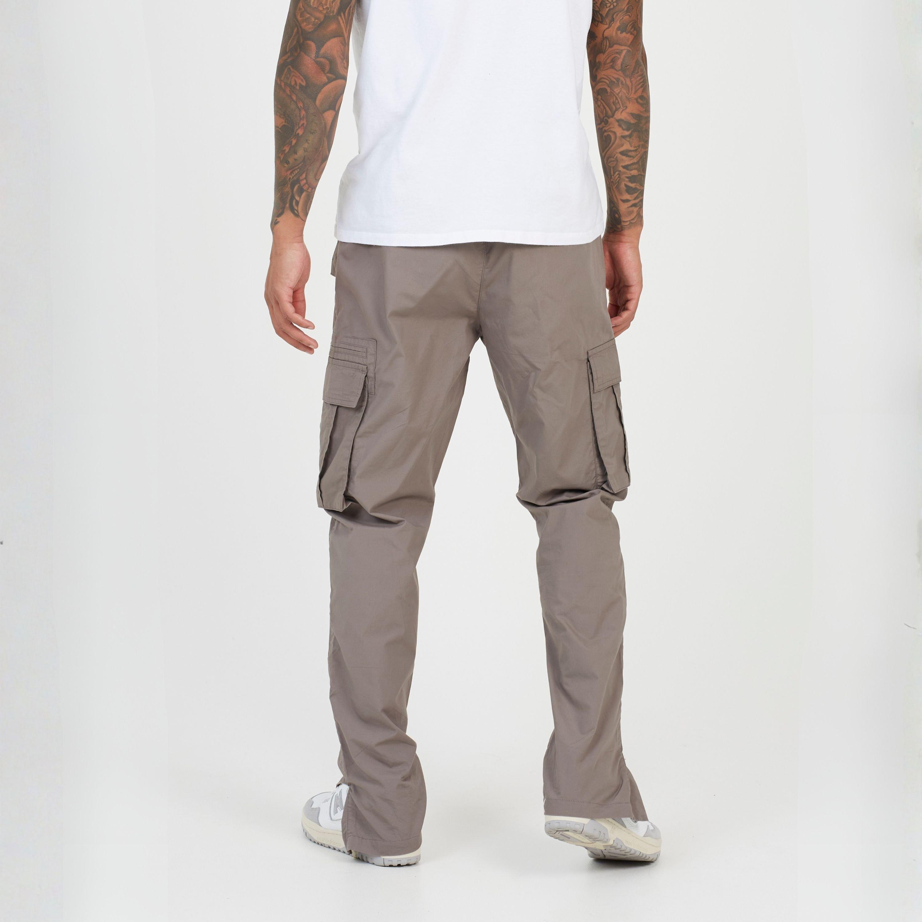 Taupe - Brave Soul - Mens Poplin Turner Cargo Trousers with Pockets - 2